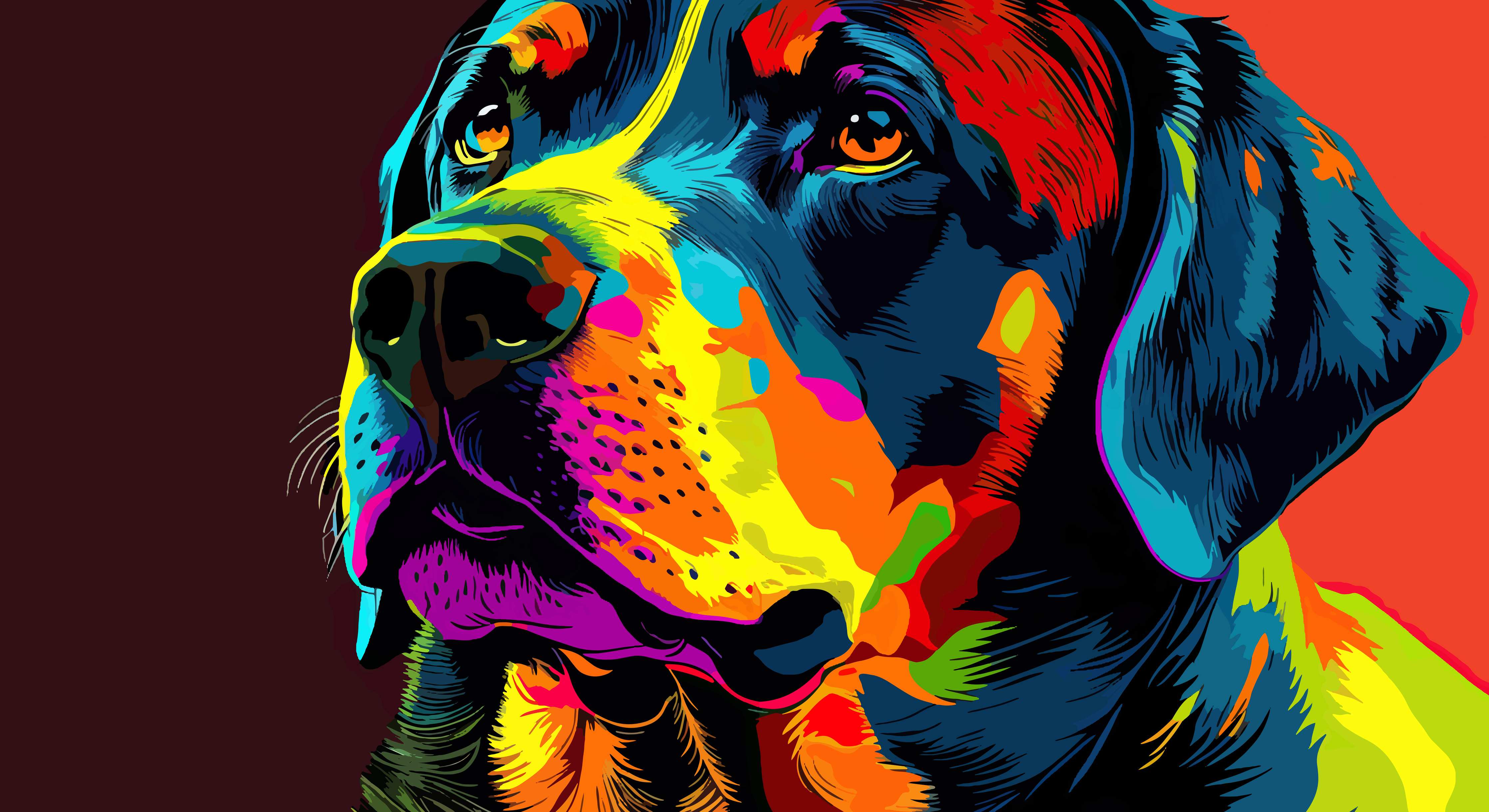 Wandverkleidung Bad-Farbenfrohe Hunde-Porträtkunst