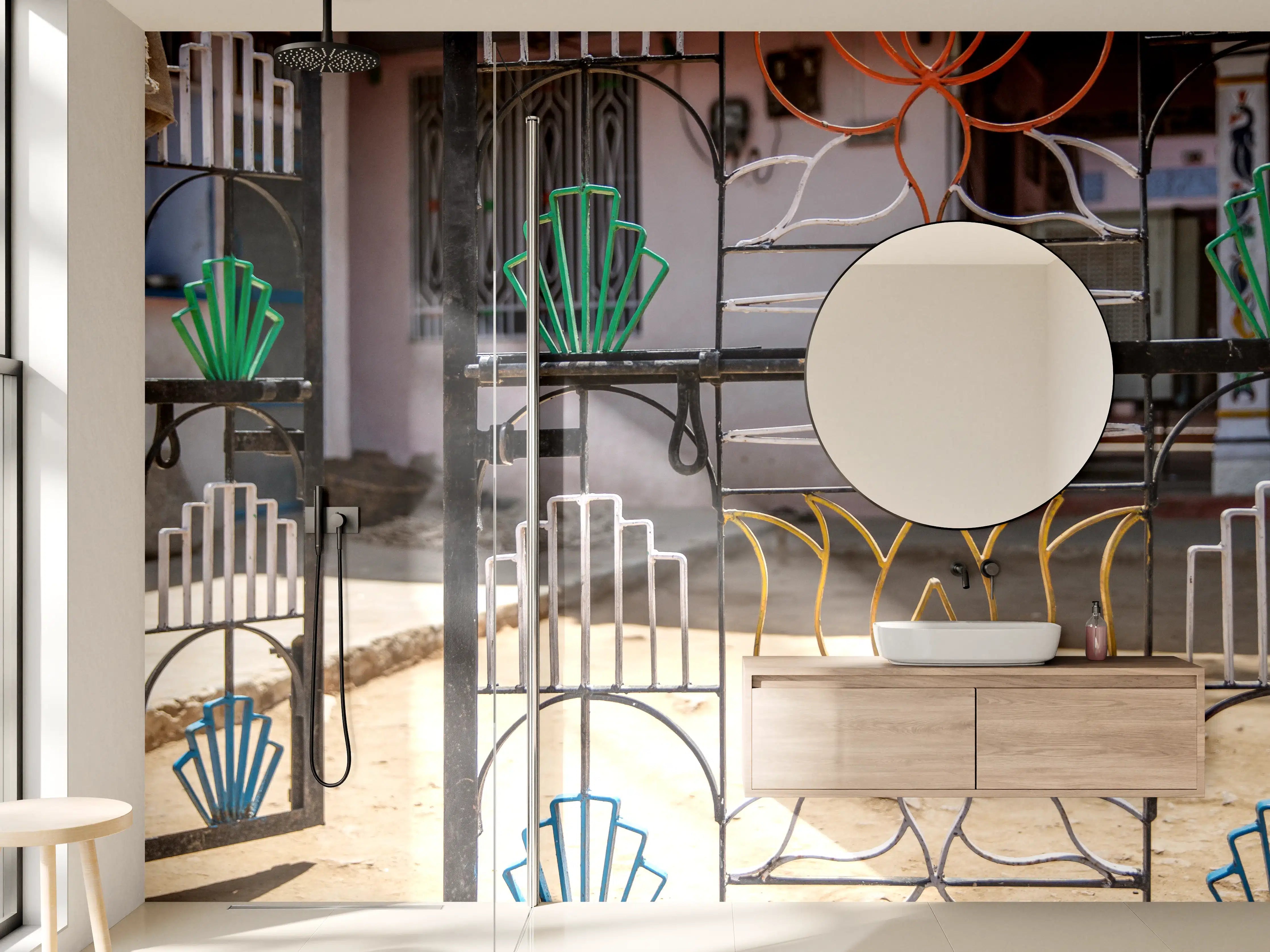 Wandverkleidung Bad - Farbenfrohes Lotus-Tor-Design