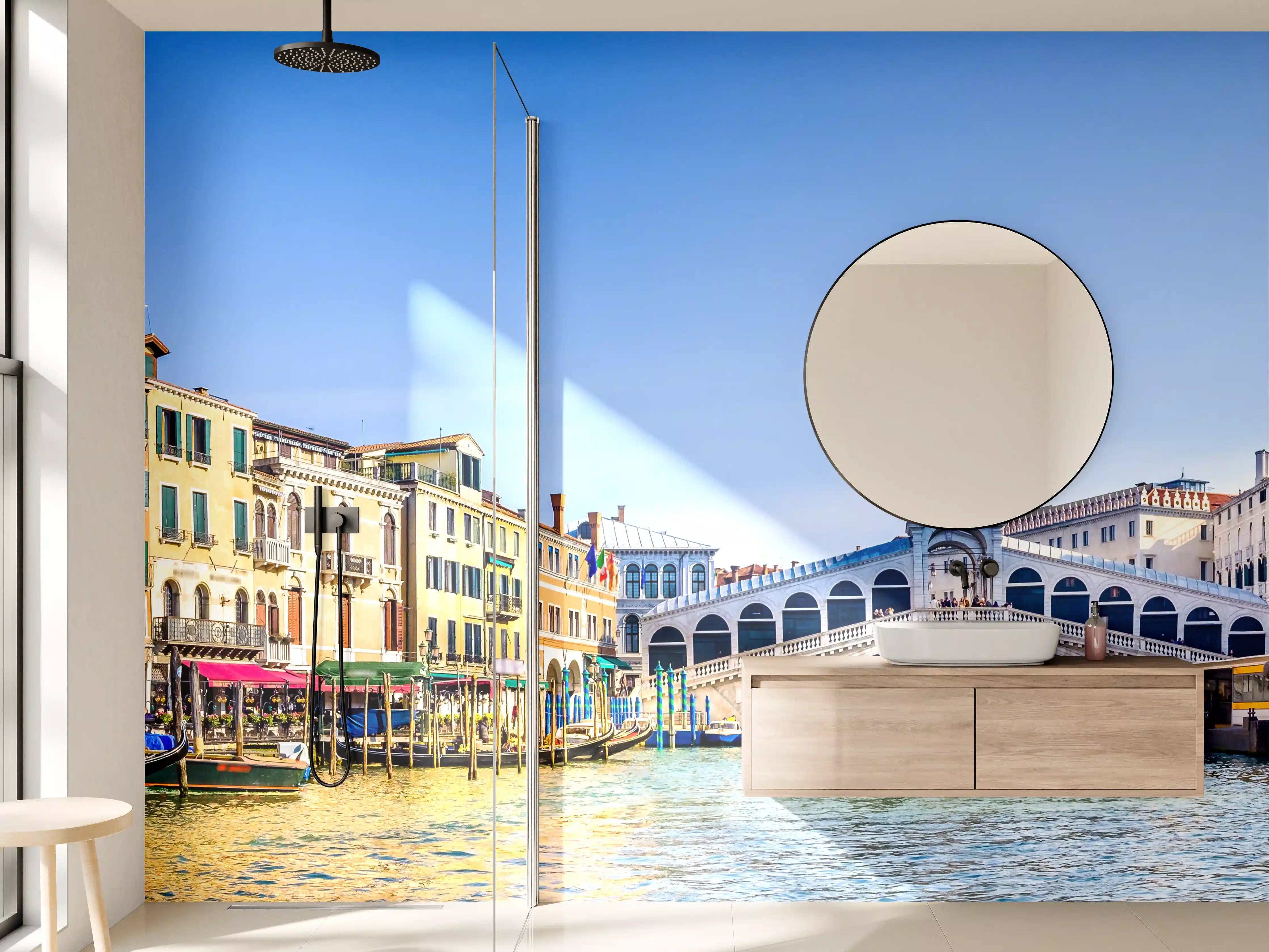 Wandverkleidung Bad - Farbenfrohes venezianisches Wasserstadtbild