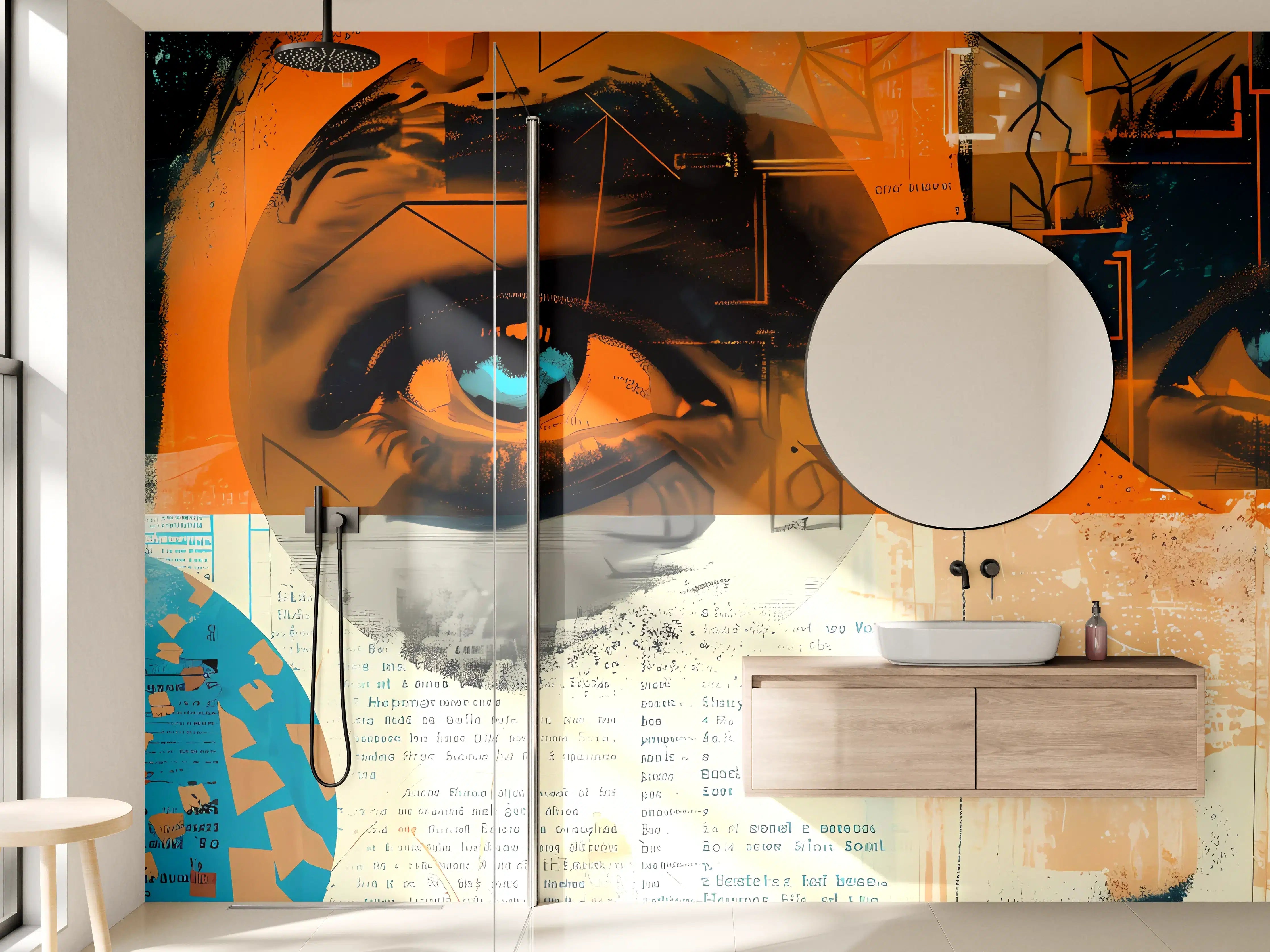 Wandverkleidung Bad - Faszinierende digitale Kunst mit blauen Augen