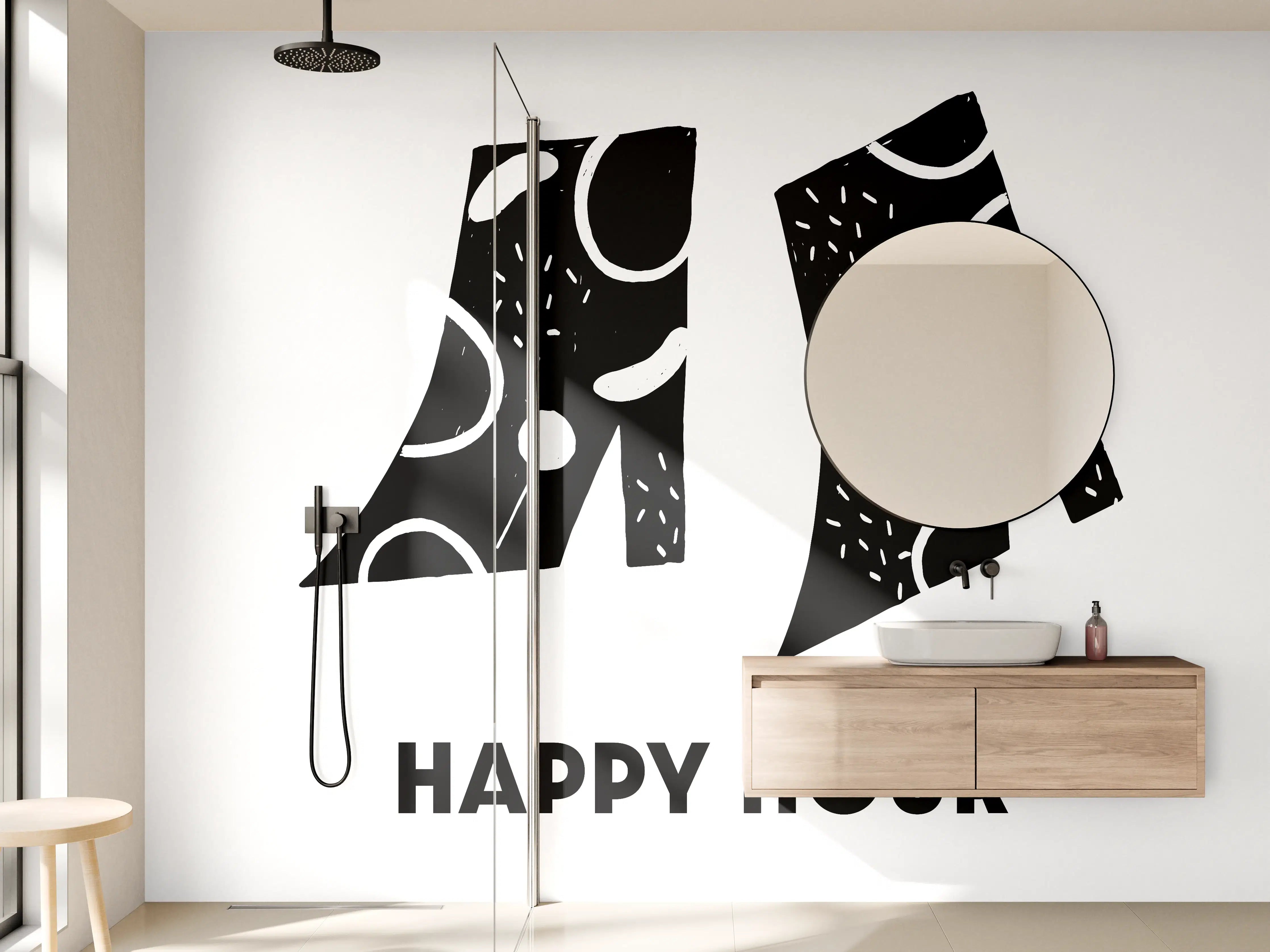 Wandverkleidung Bad - Feierliche Happy Hour Illustration mit modernen Mustern