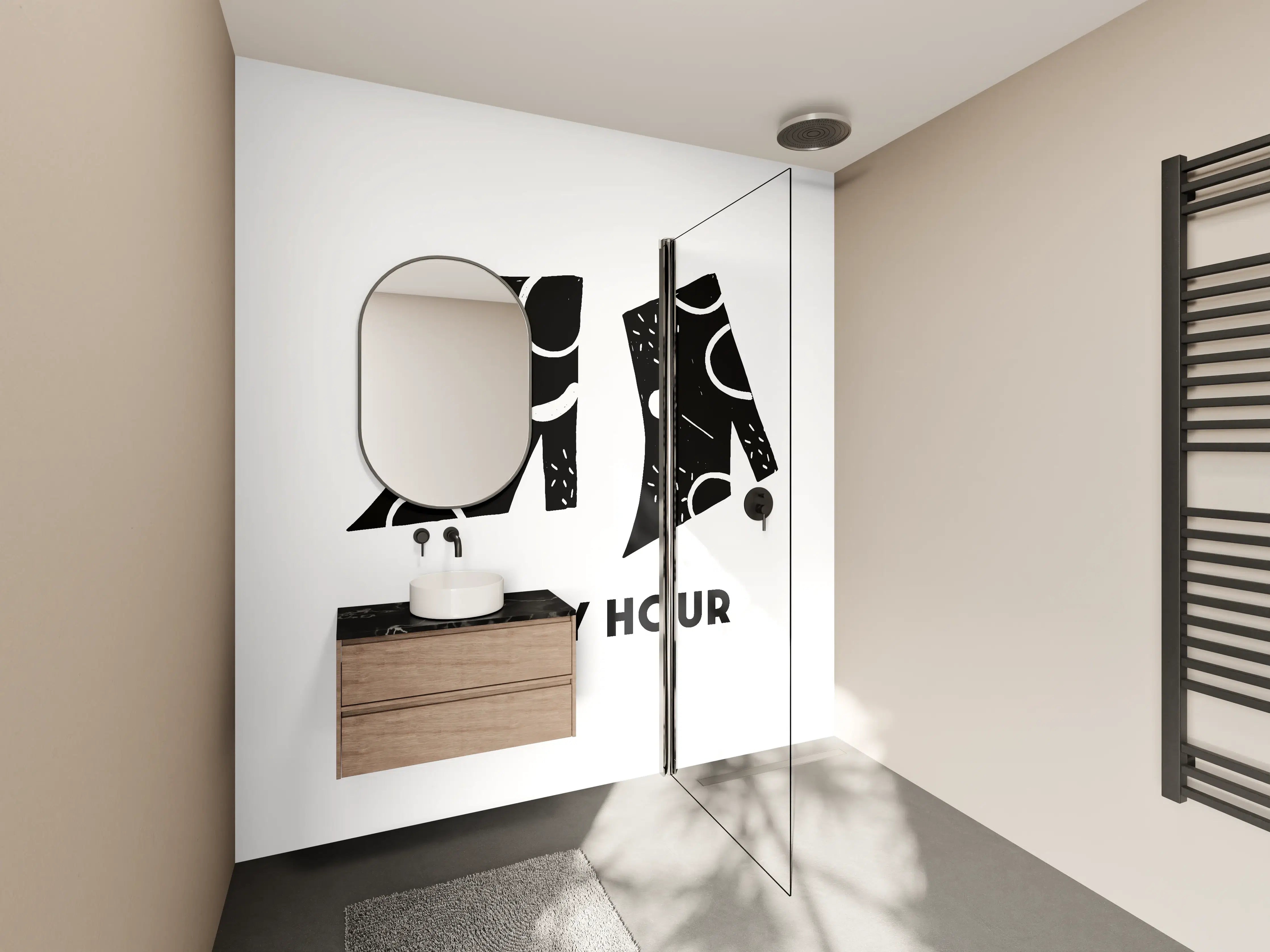 Wandverkleidung Bad - Feierliche Happy Hour Illustration mit modernen Mustern