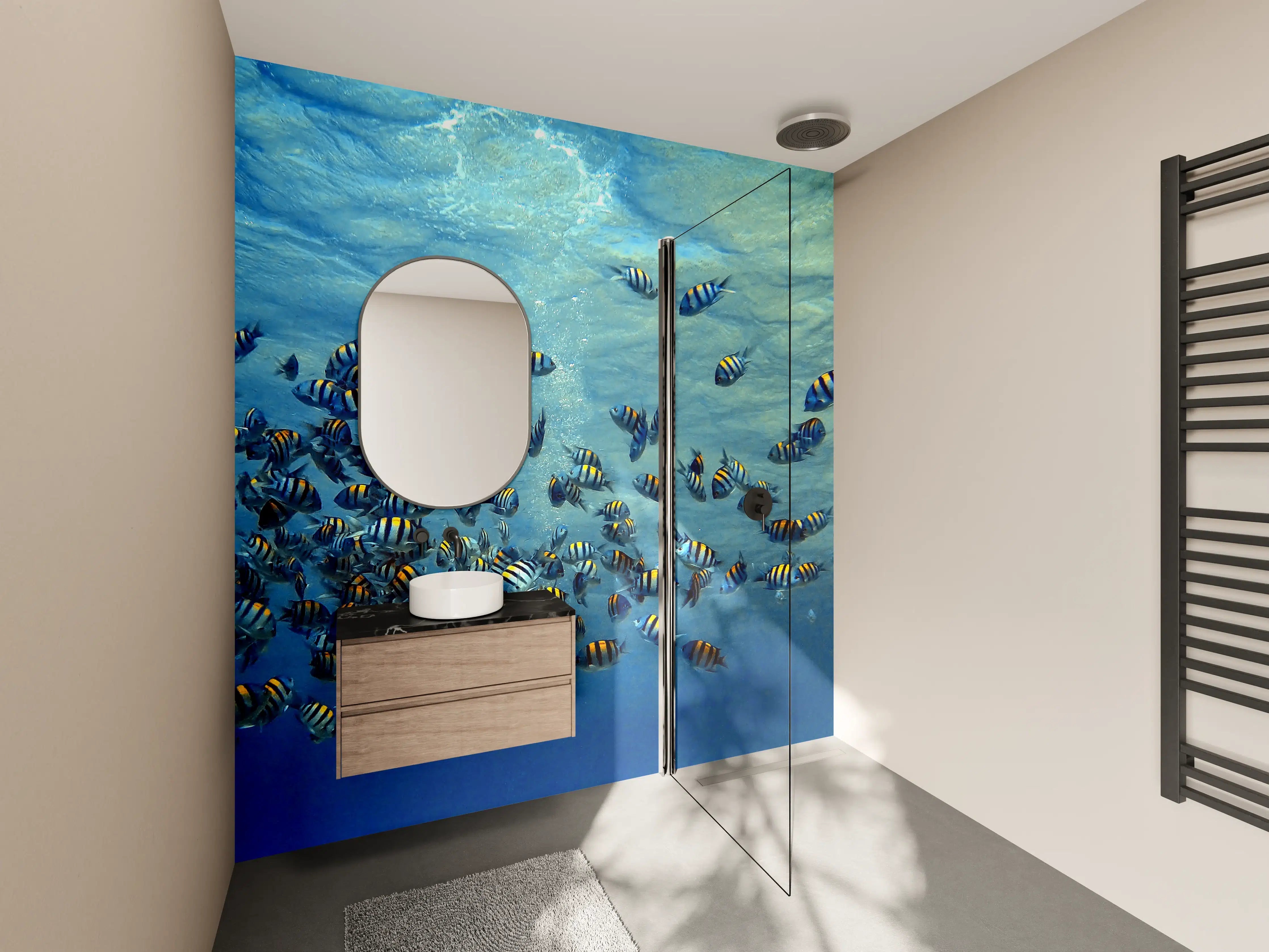 Wandverkleidung Bad - Fische im klarem Meer
