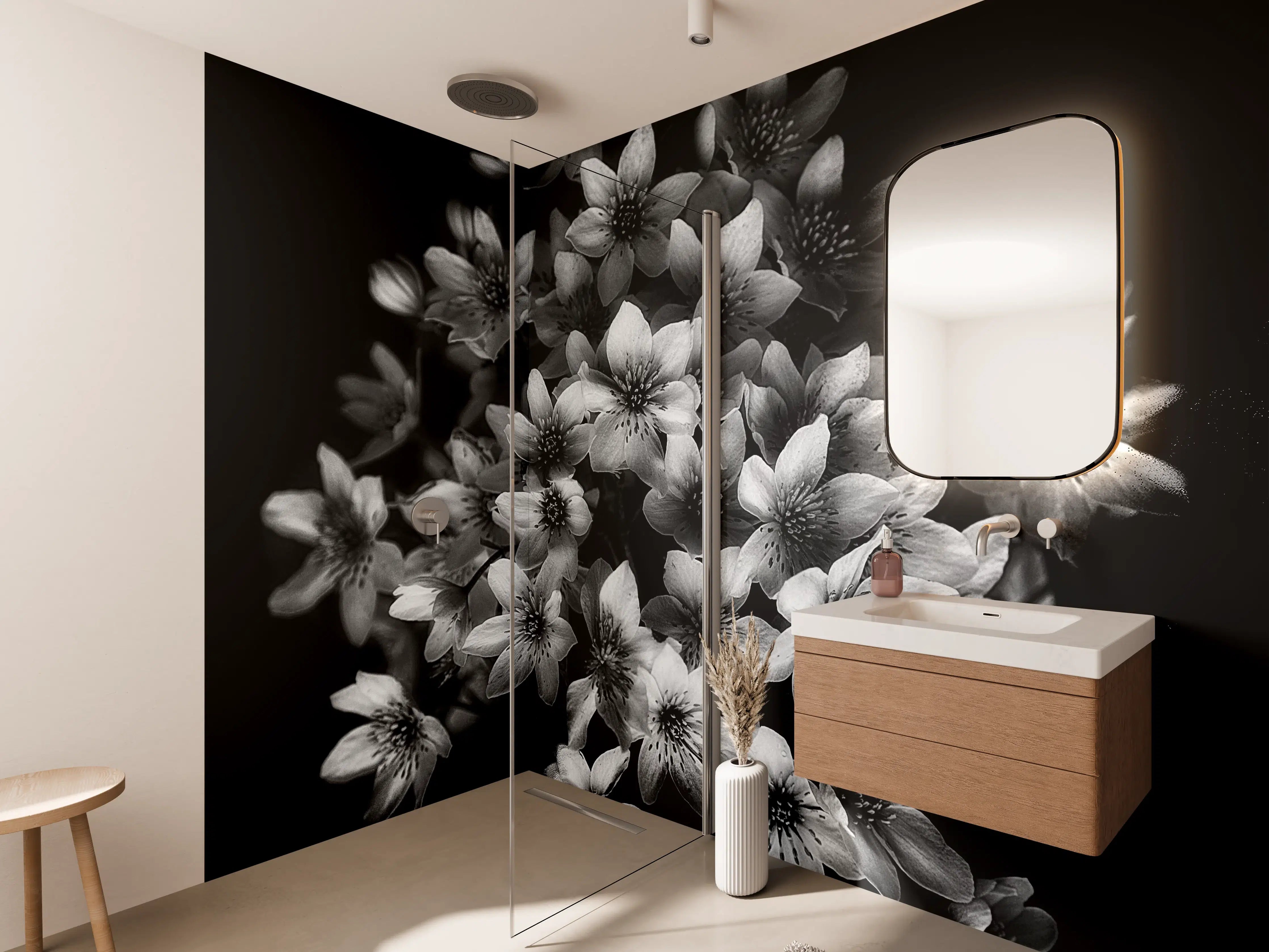 Wandverkleidung Bad - Florale Kunst - Blumenstrauß