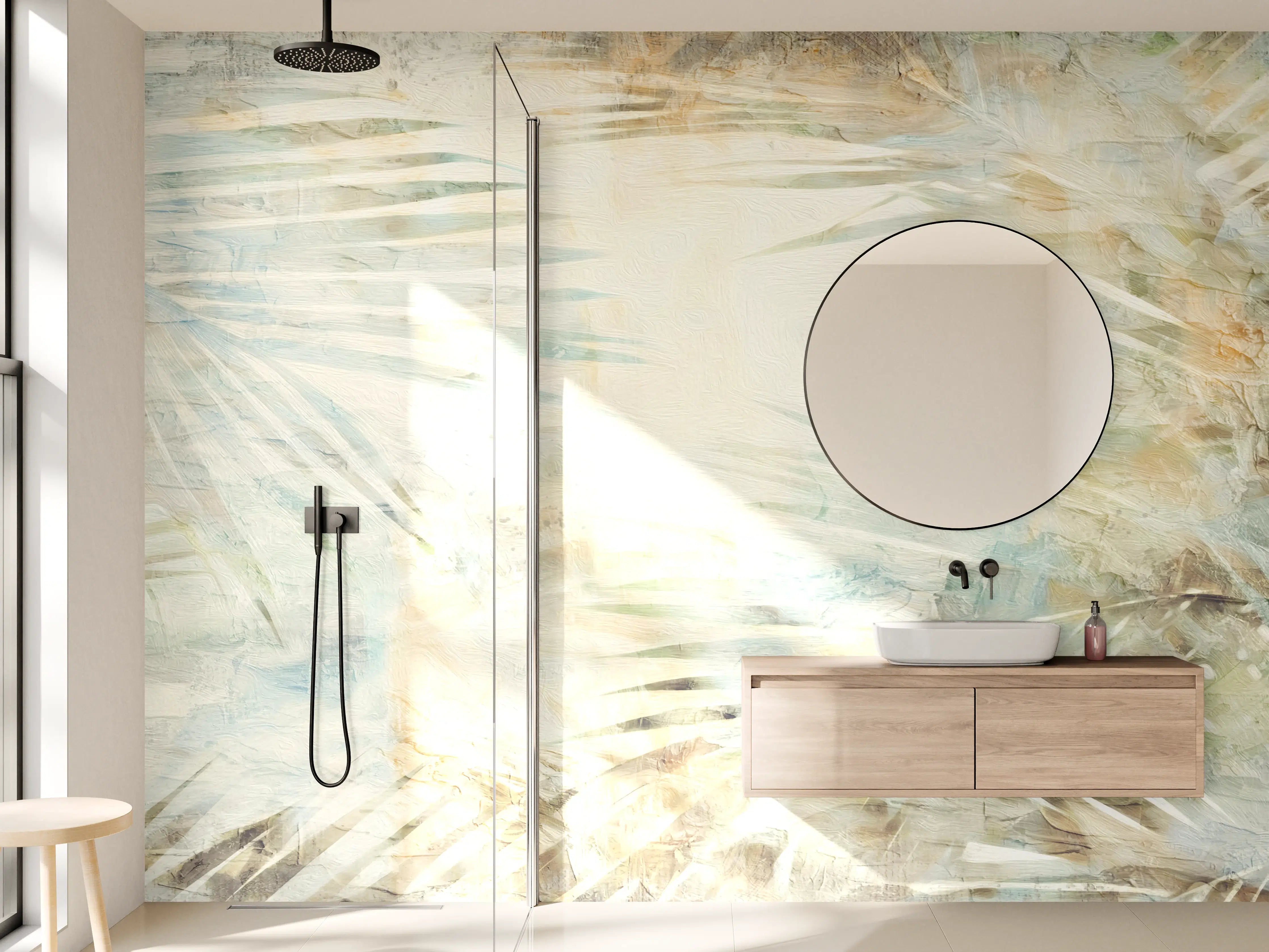 Wandverkleidung Bad - Florale Wand - Moderne Kunst