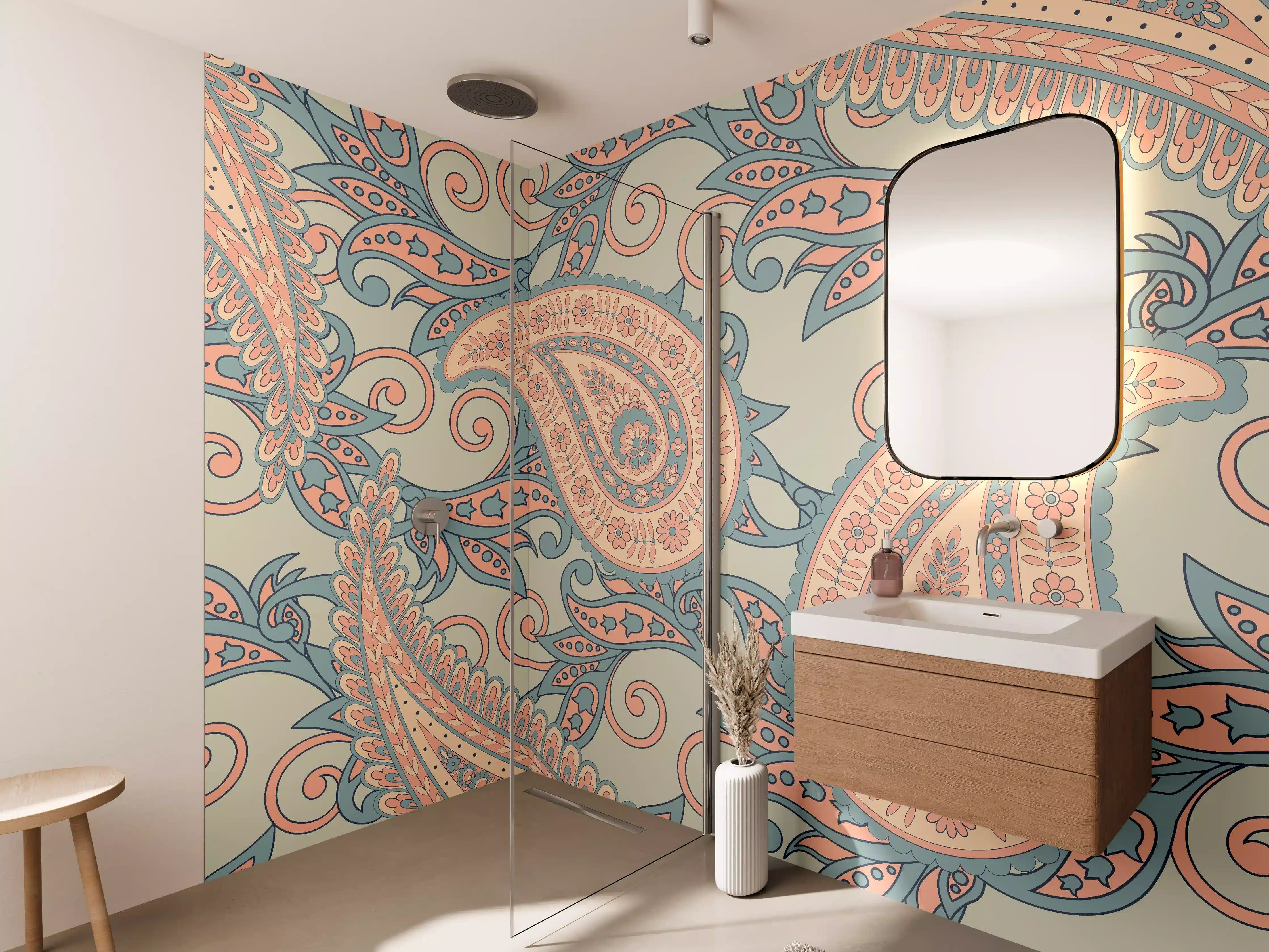 Wandverkleidung Bad - Florales Design - orientalisches Muster