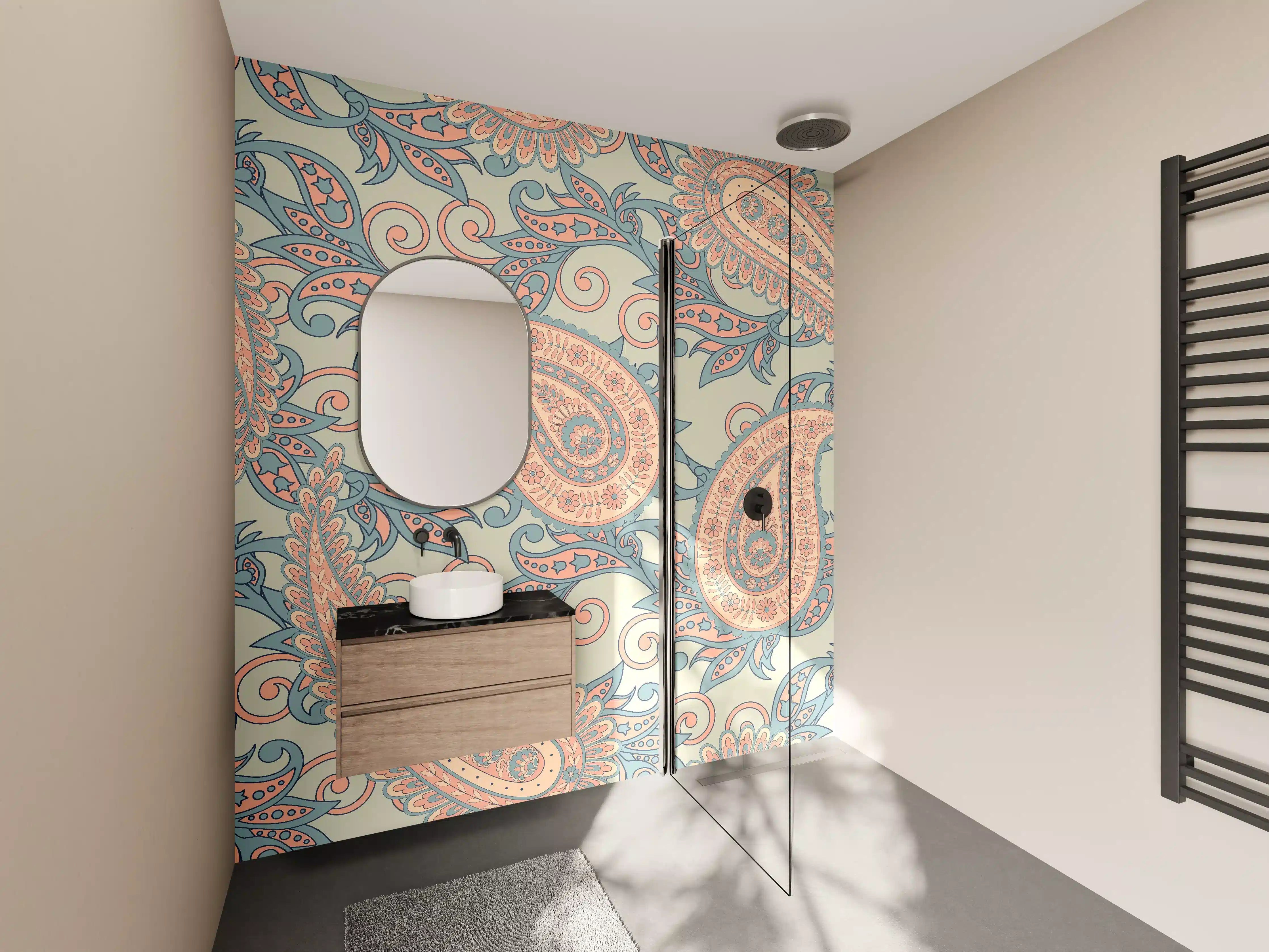 Wandverkleidung Bad - Florales Design - orientalisches Muster