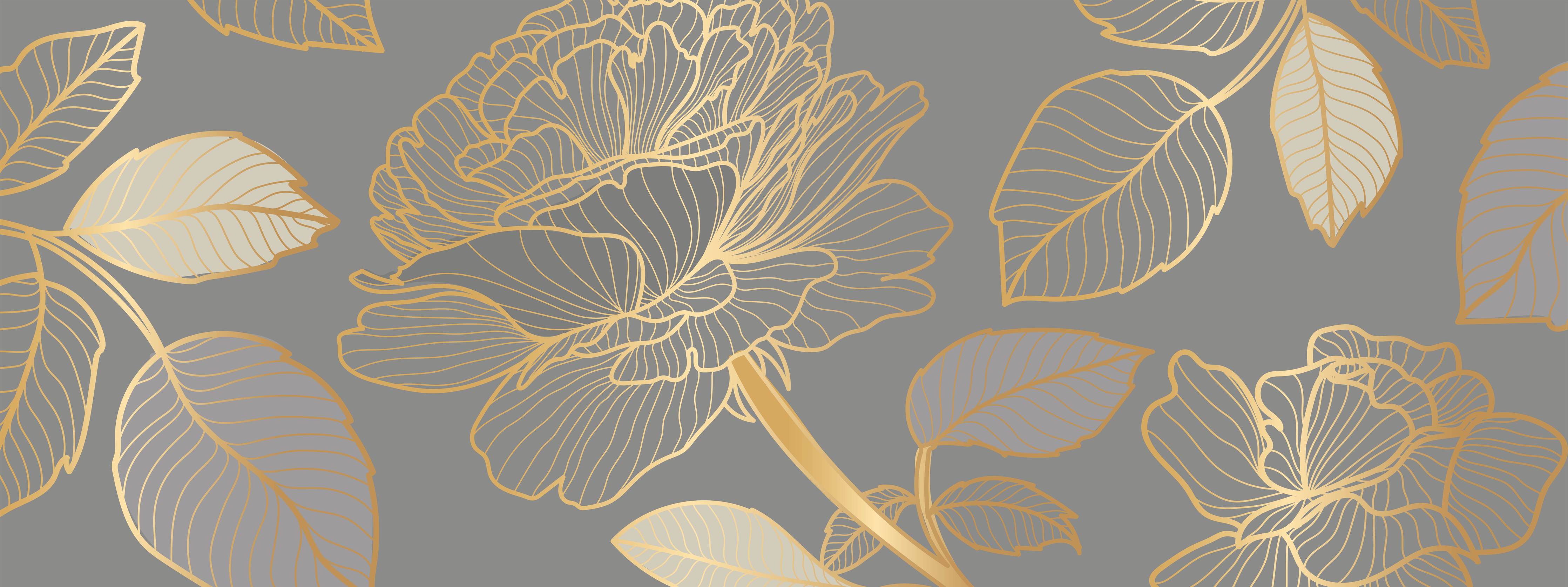 Wandverkleidung Bad-Florales Gold-Muster Design