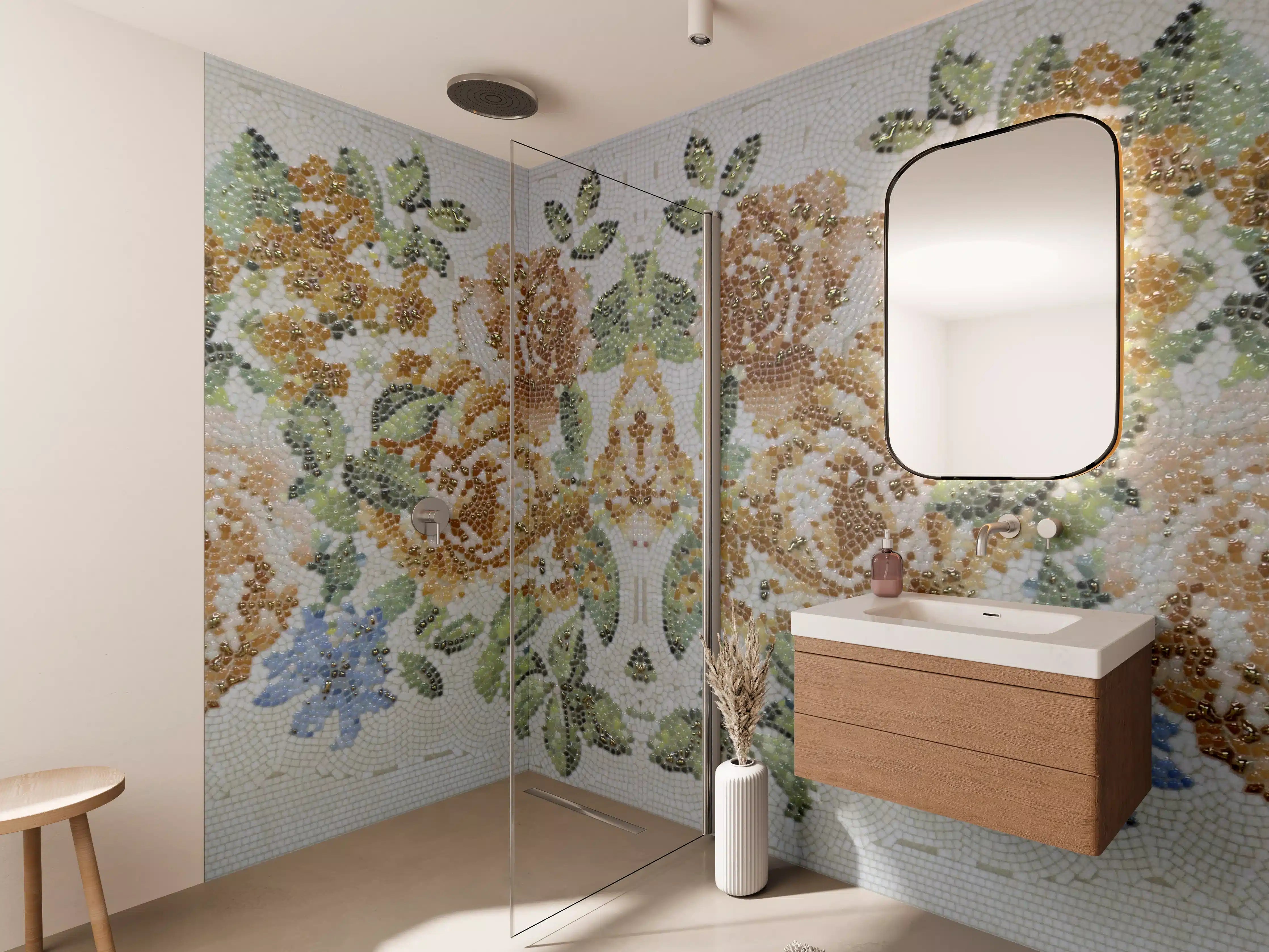 Wandverkleidung Bad - Florales Muster Design Textur