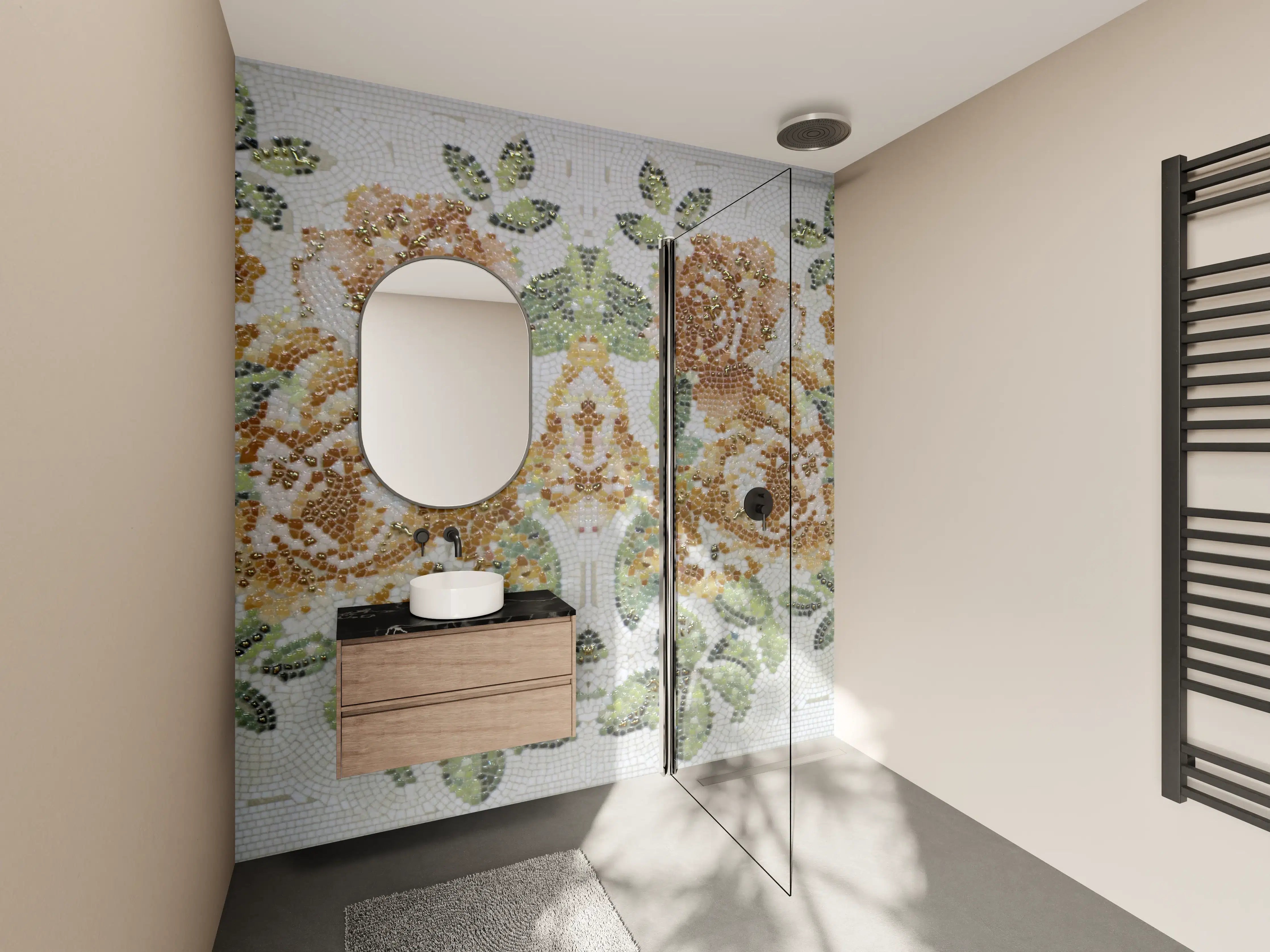 Wandverkleidung Bad - Florales Muster Design Textur