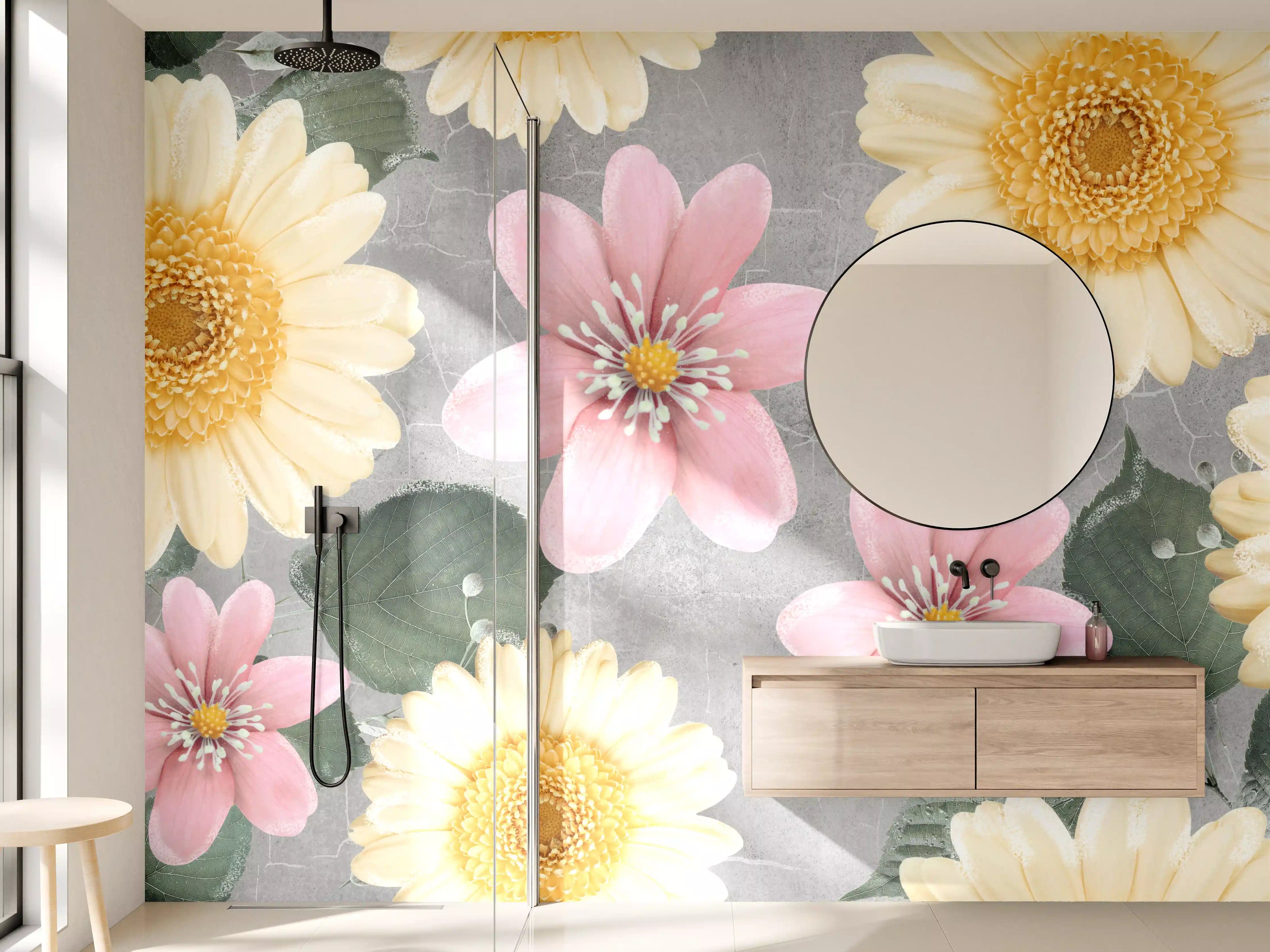 Wandverkleidung Bad - Florales Wandmuster - Zeichnung