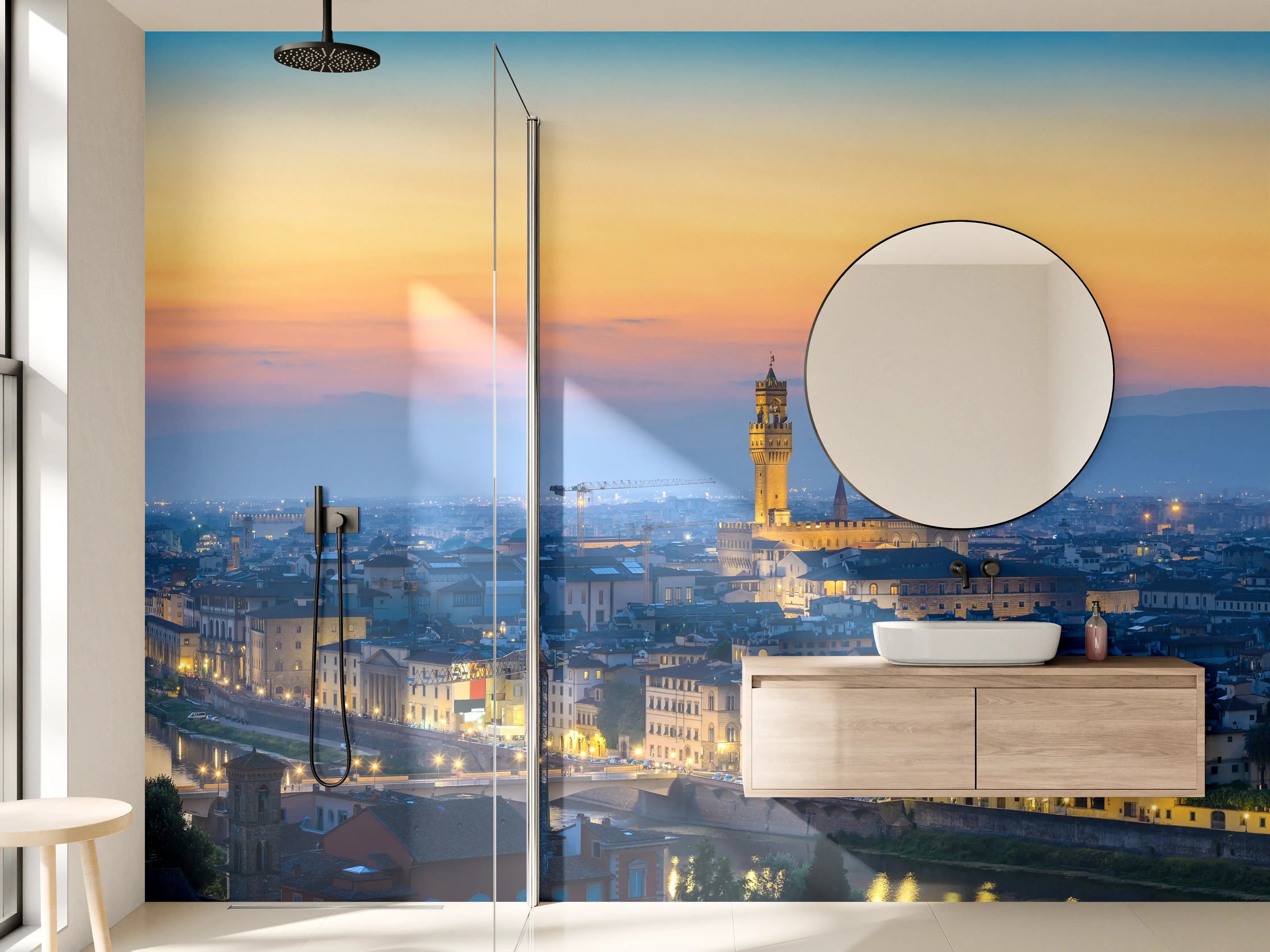 Wandverkleidung Bad - Florenz Skyline im Sonnenuntergang