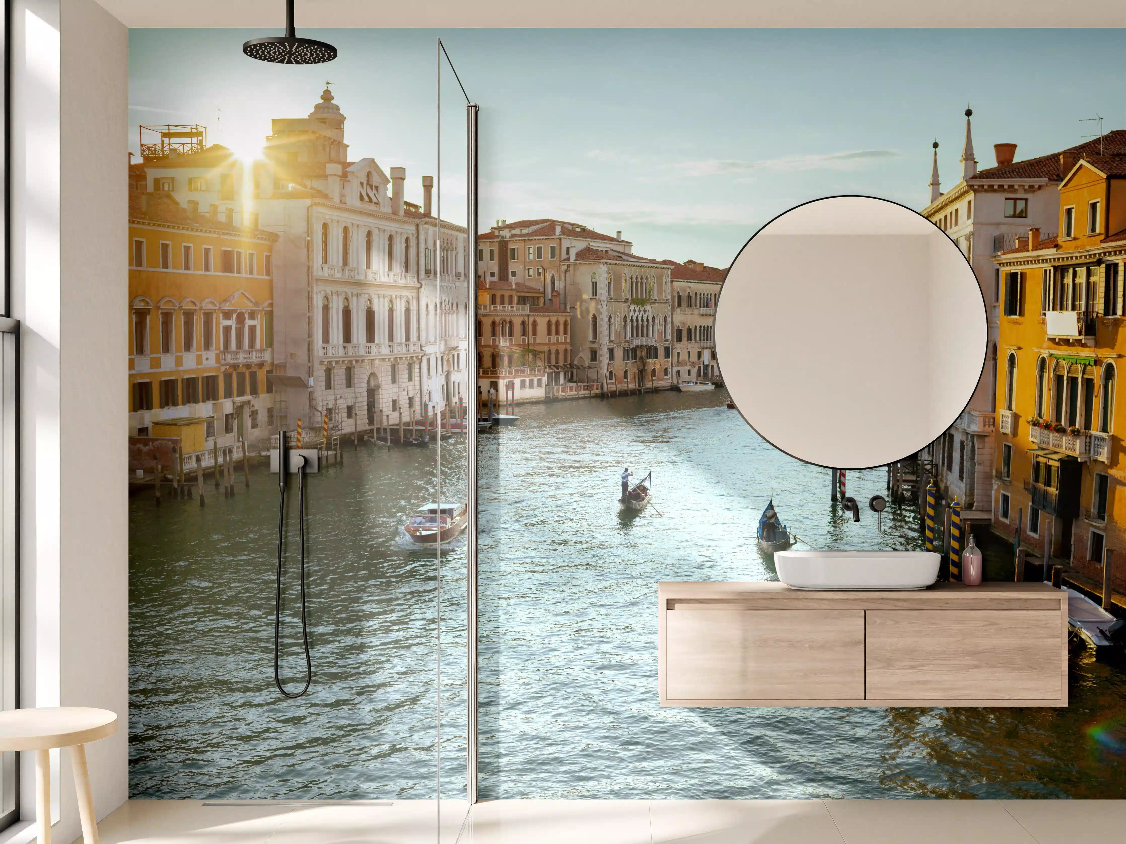 Wandverkleidung Bad - Flusslandschaft mit Gondel - Venedig