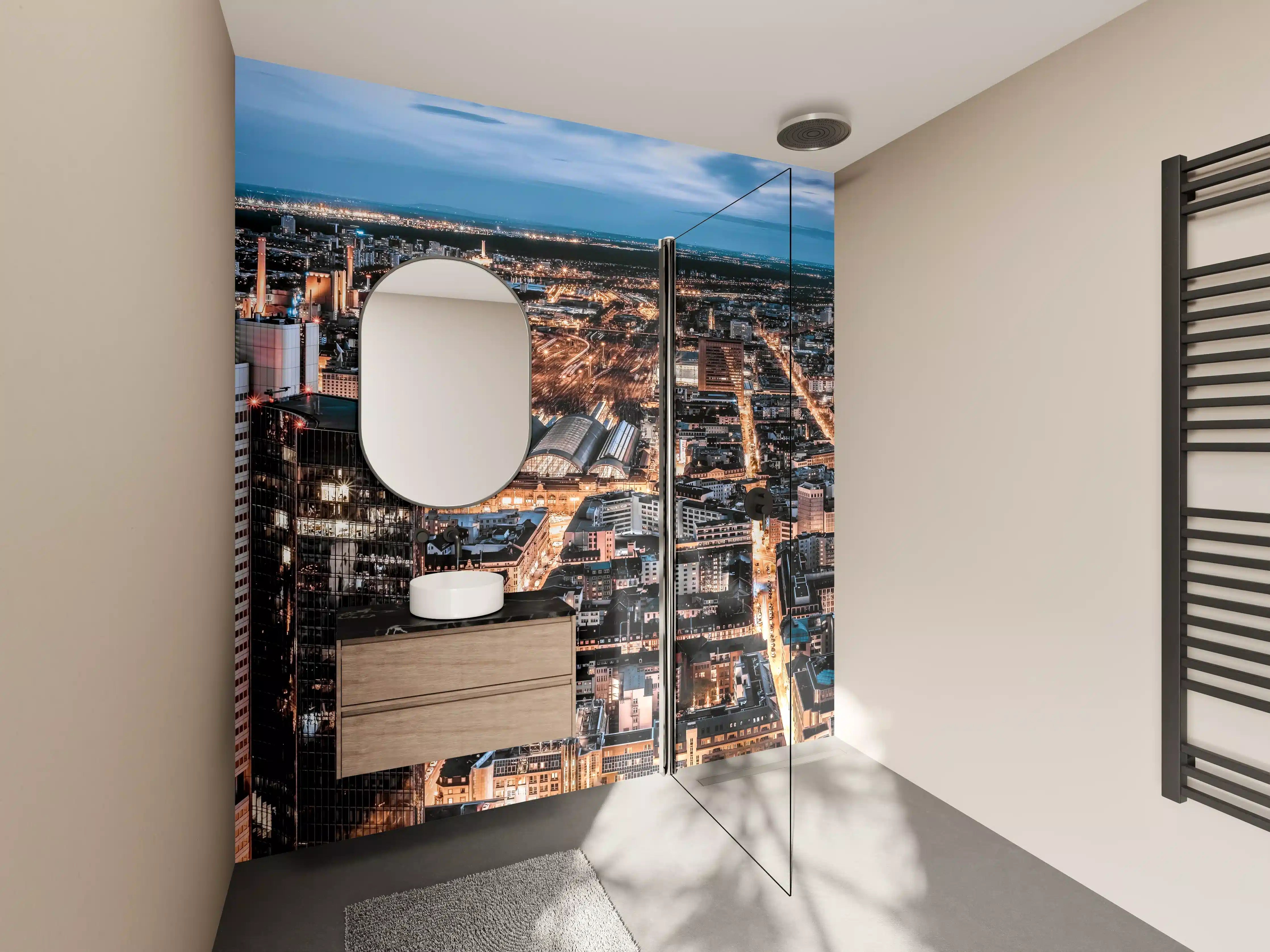 Wandverkleidung Bad - Frankfurt 180-Grad-Panorama