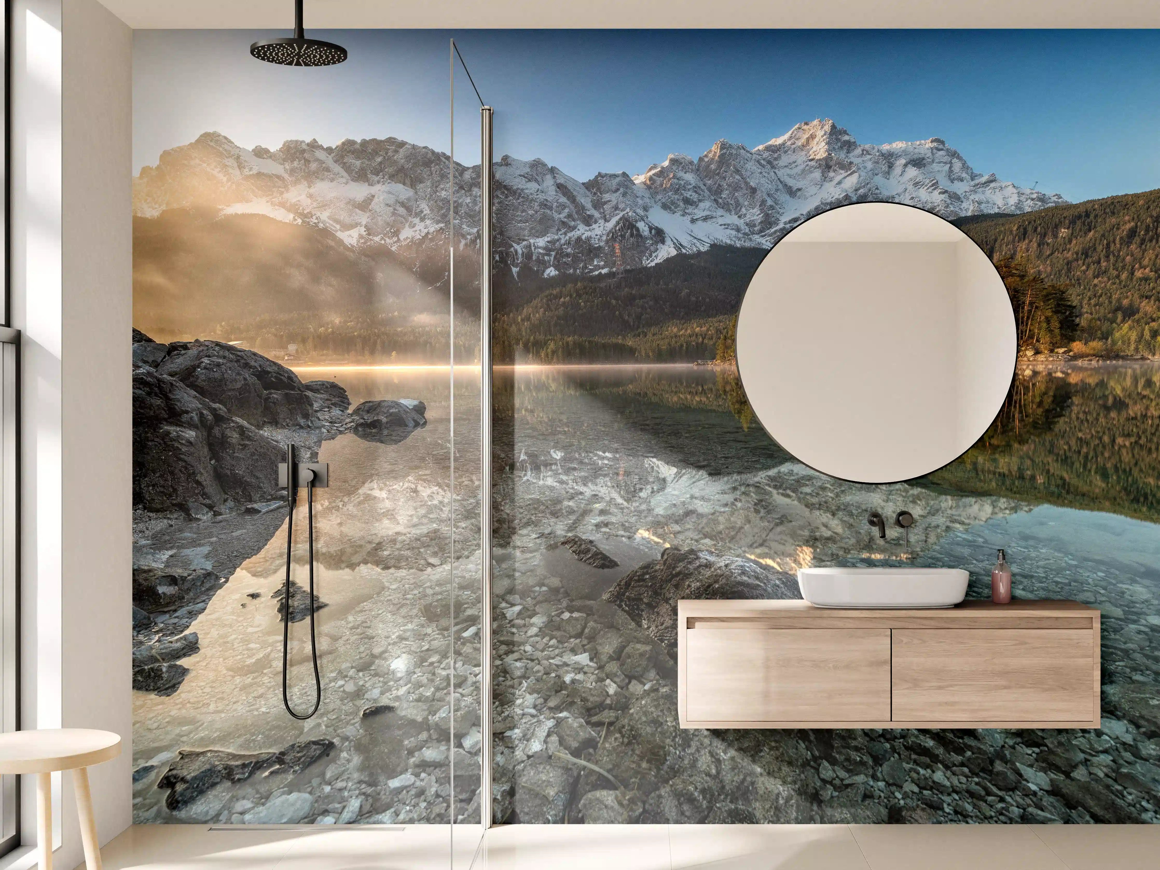 Wandverkleidung Bad - Friedliche Aussicht auf den Eibsee - Bayern