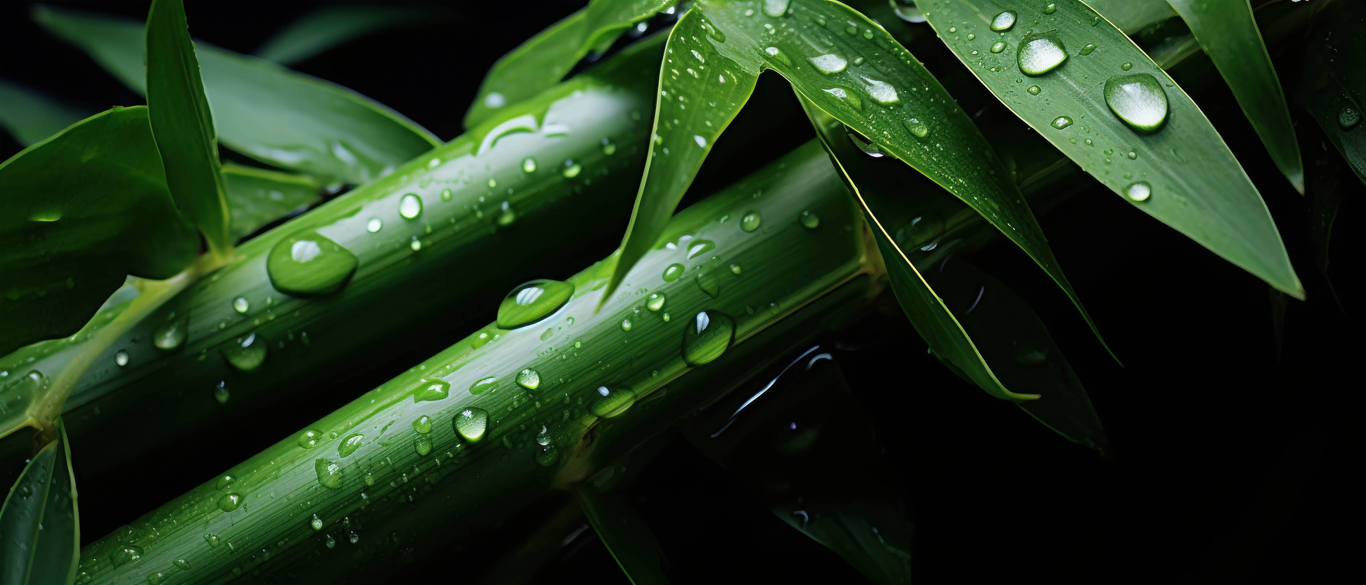 Wandverkleidung Bad-Frischer grüner Bambus mit Wassertropfen