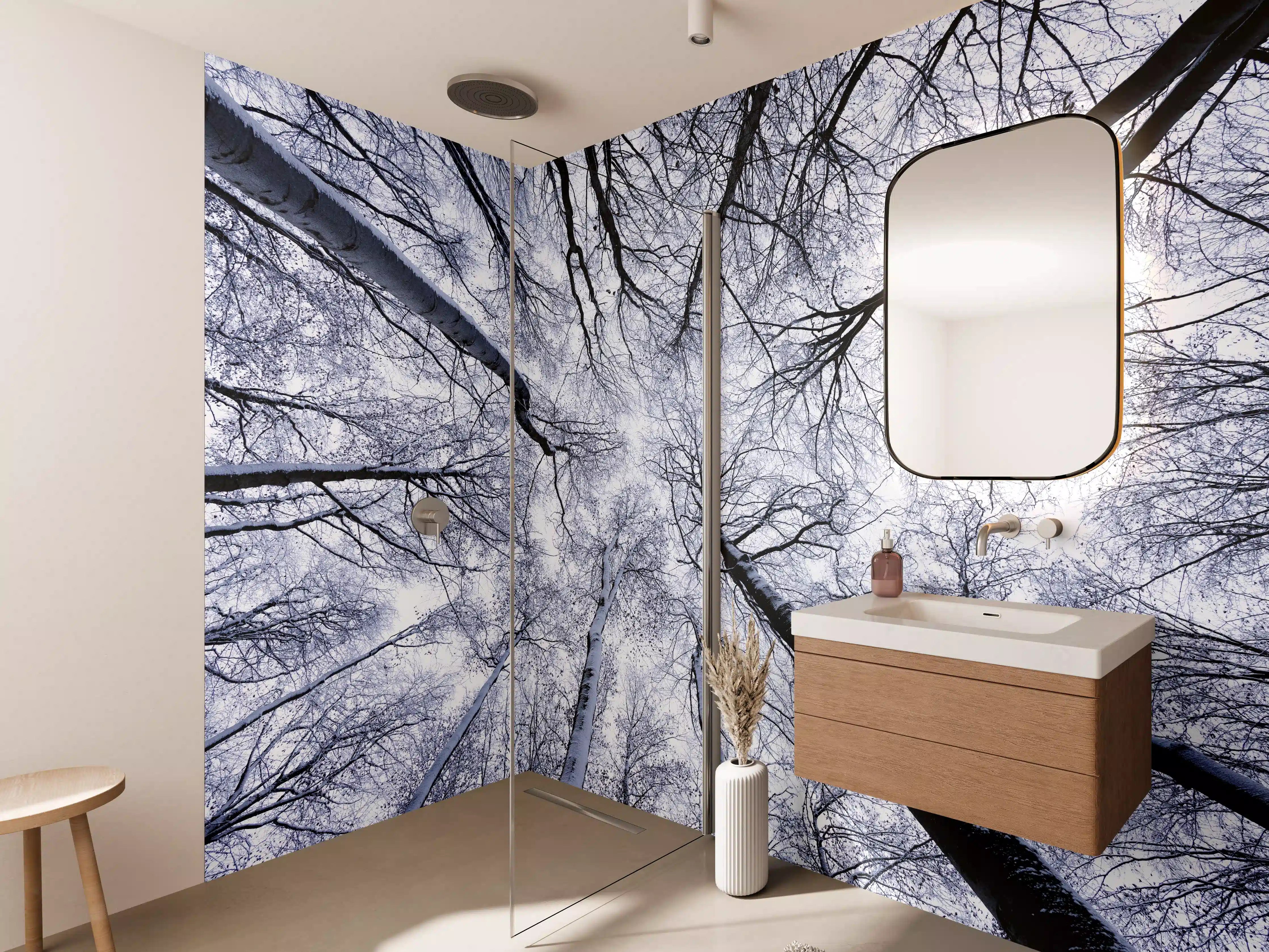 Wandverkleidung Bad - Frostiger Wald