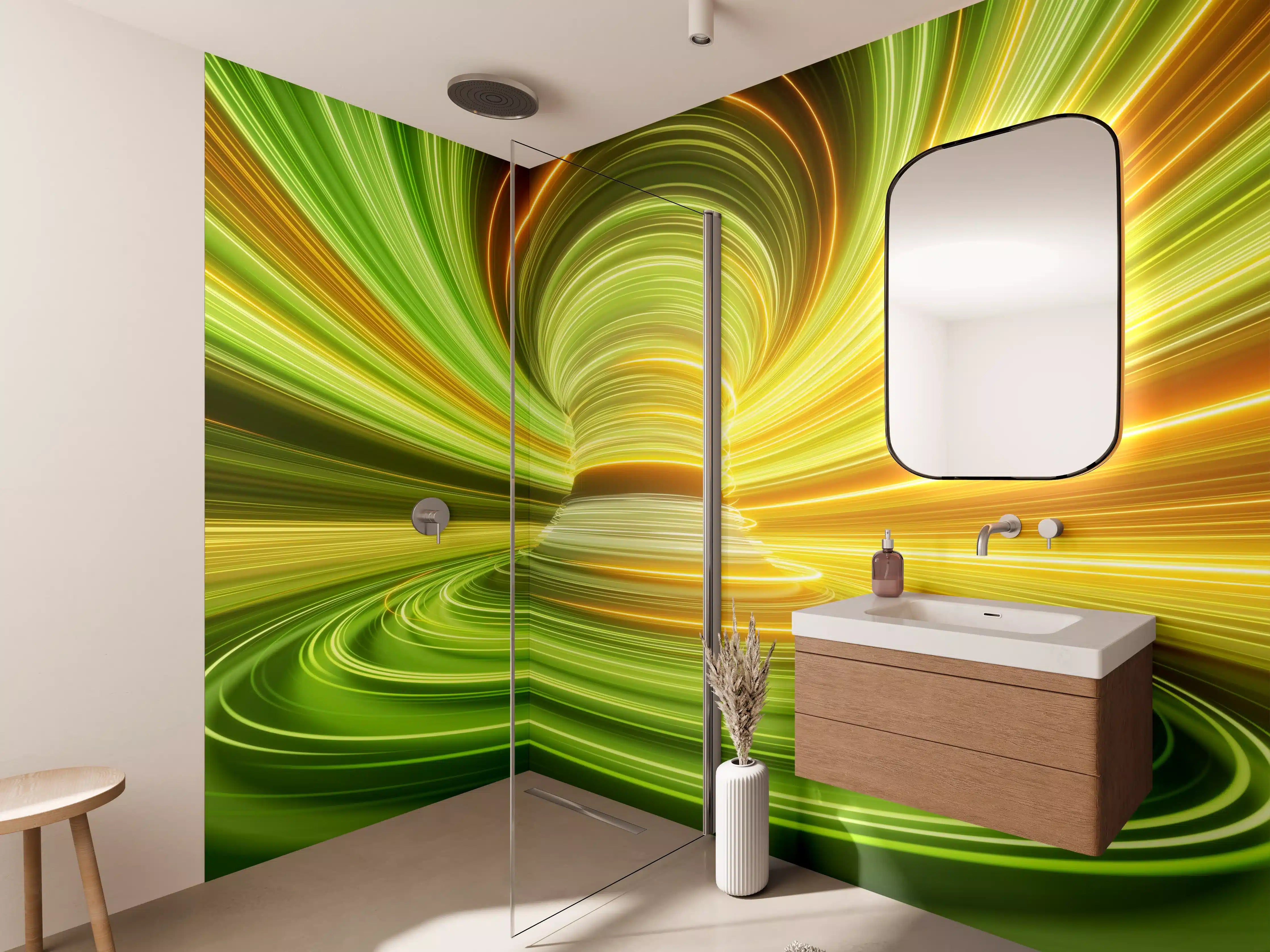 Wandverkleidung Bad - Futuristisches Muster - Neon