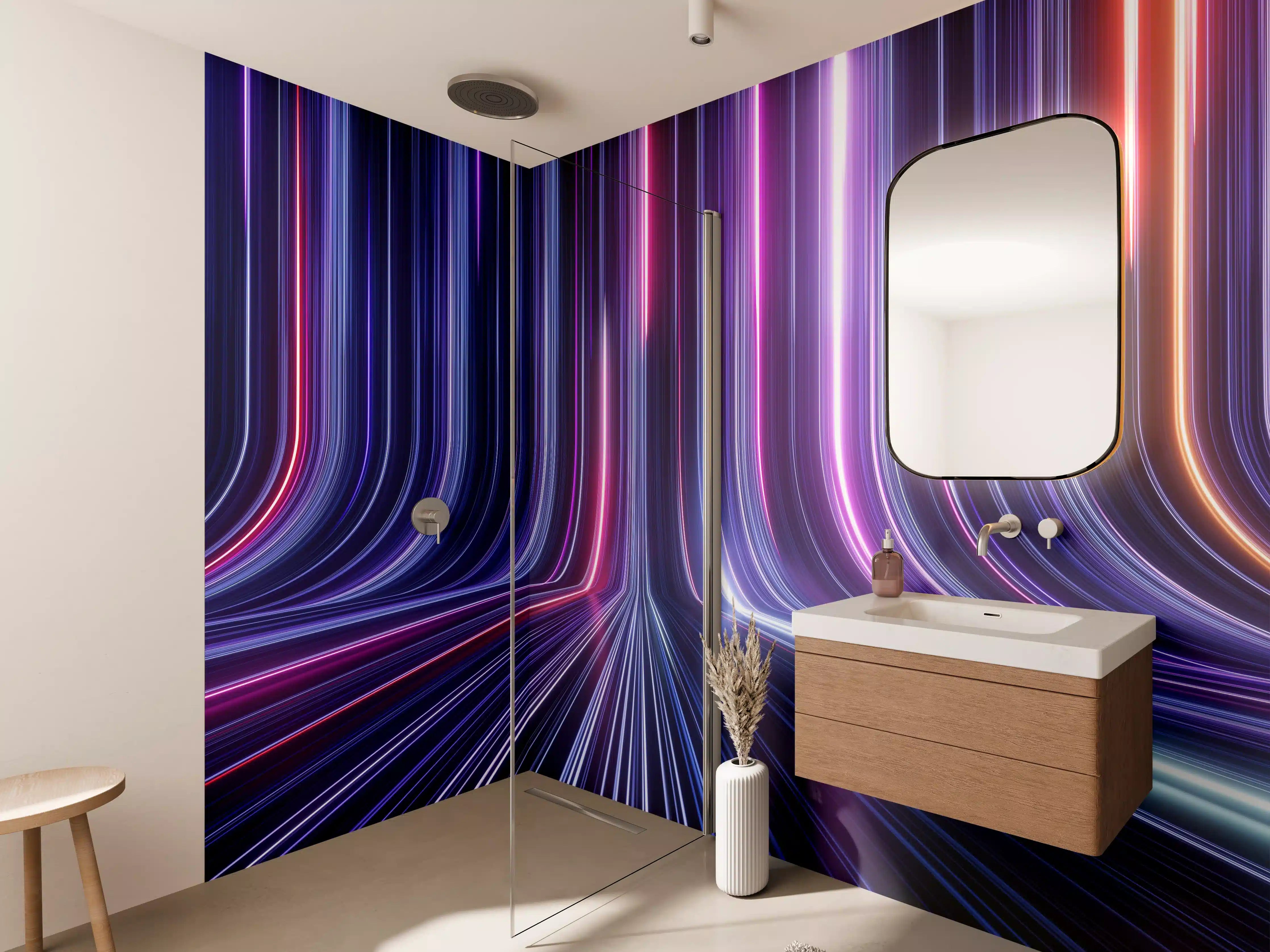 Wandverkleidung Bad - Futuristisches Neon Design