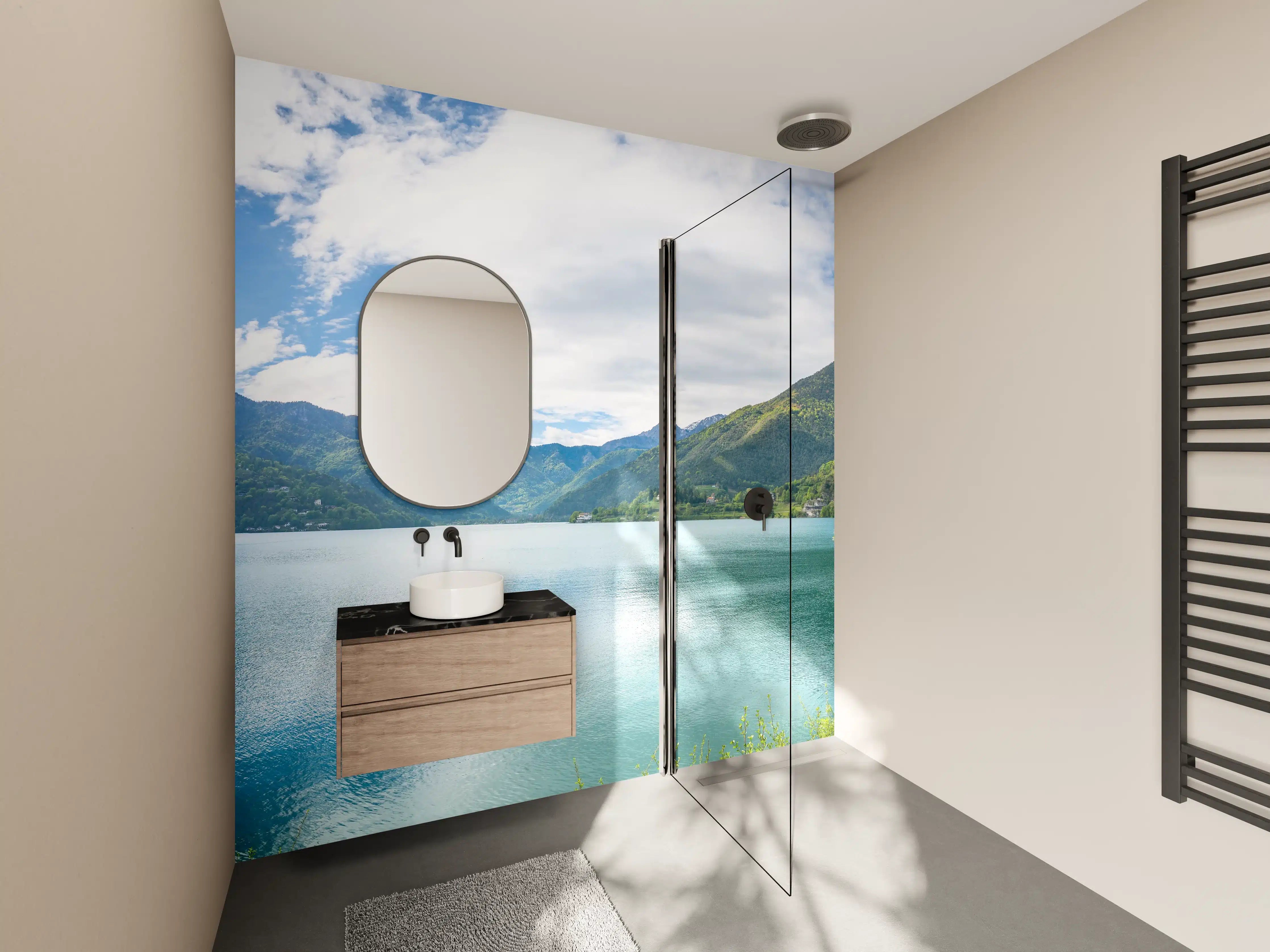 Wandverkleidung Bad - Gardasee Türkis-Grünes Panorama