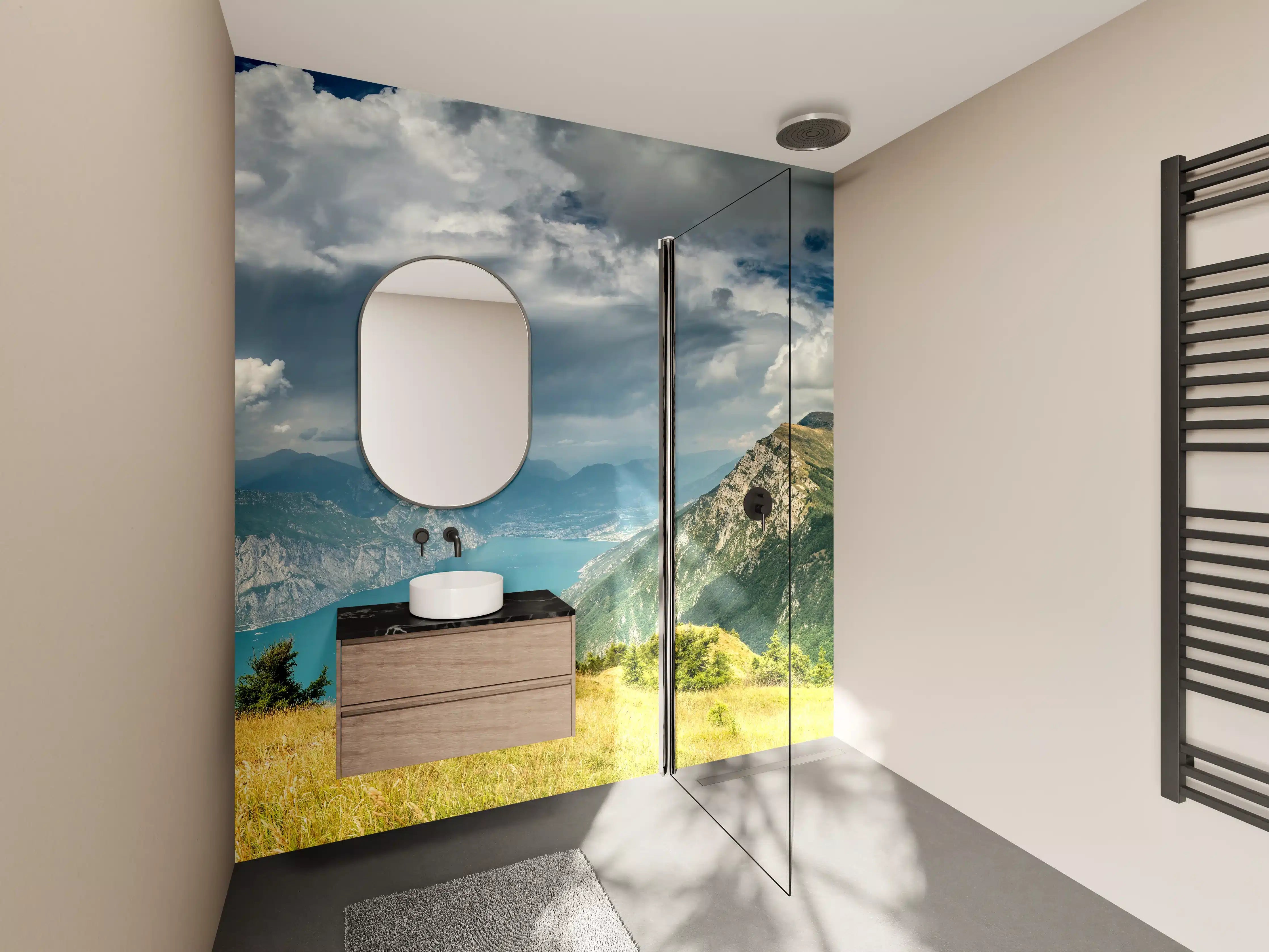 Wandverkleidung Bad - Gardasee – Harmonie in Blau-Grün