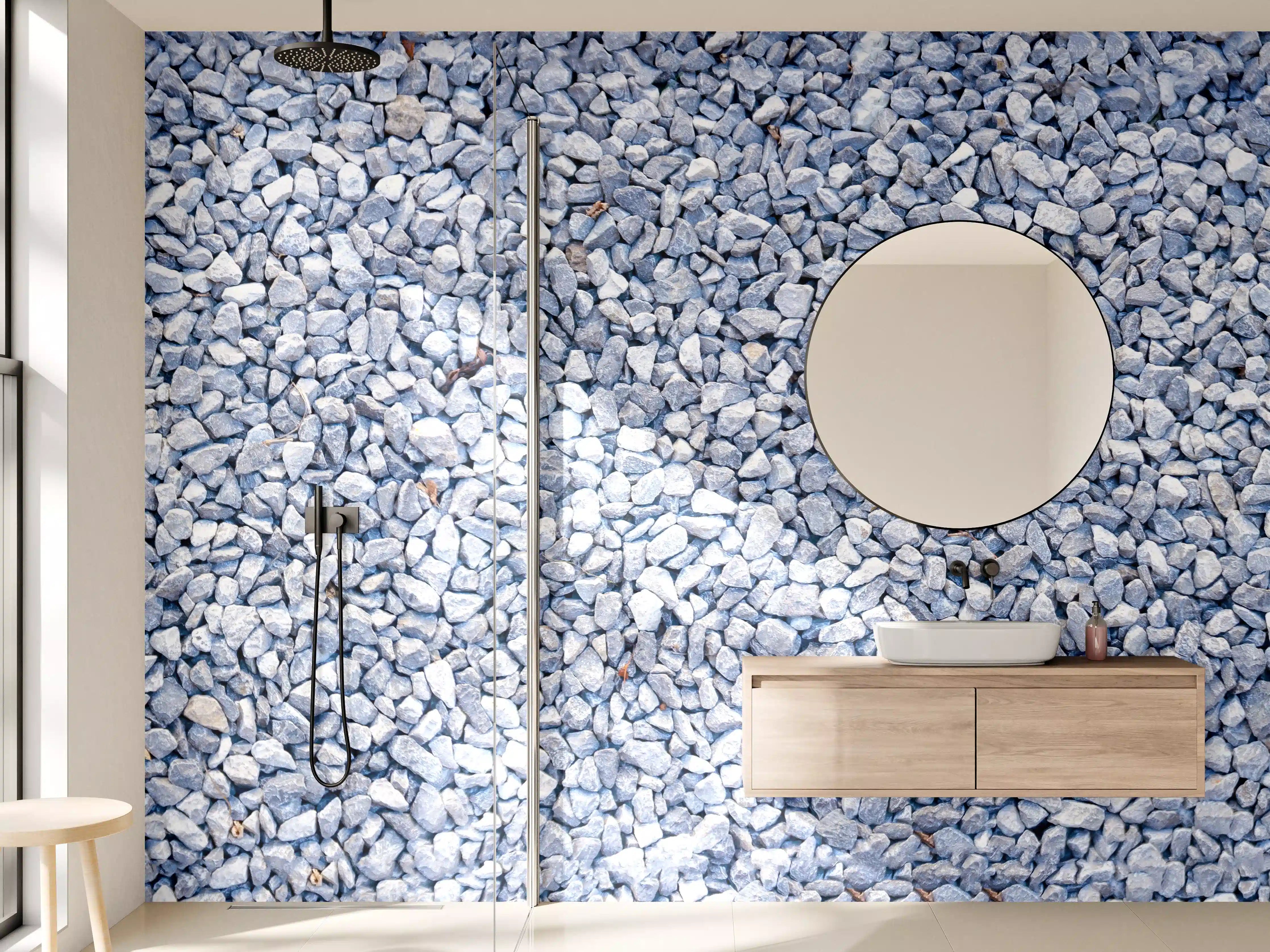 Wandverkleidung Bad - Gebrochene blaue Steinmauer