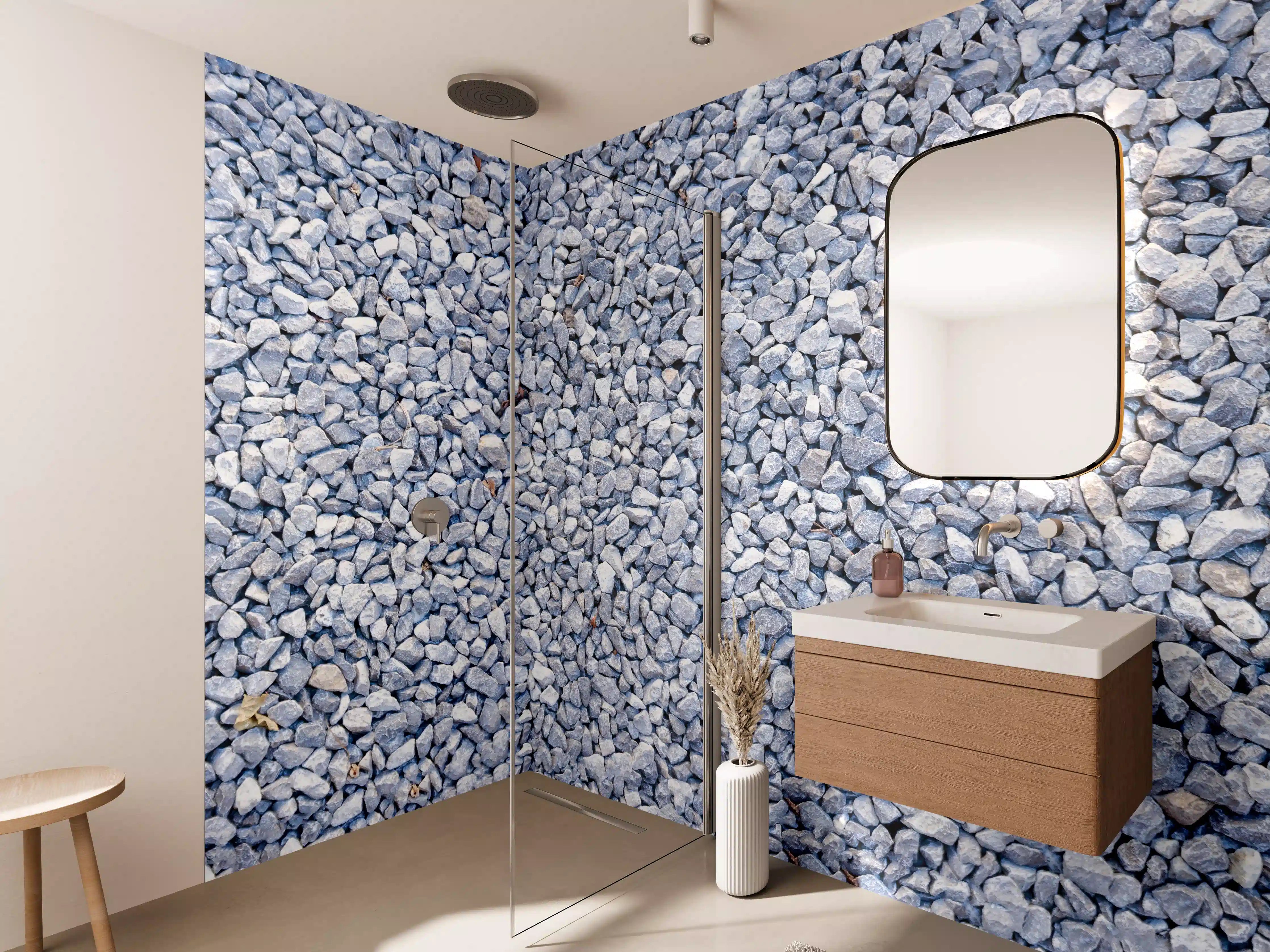 Wandverkleidung Bad - Gebrochene blaue Steinmauer