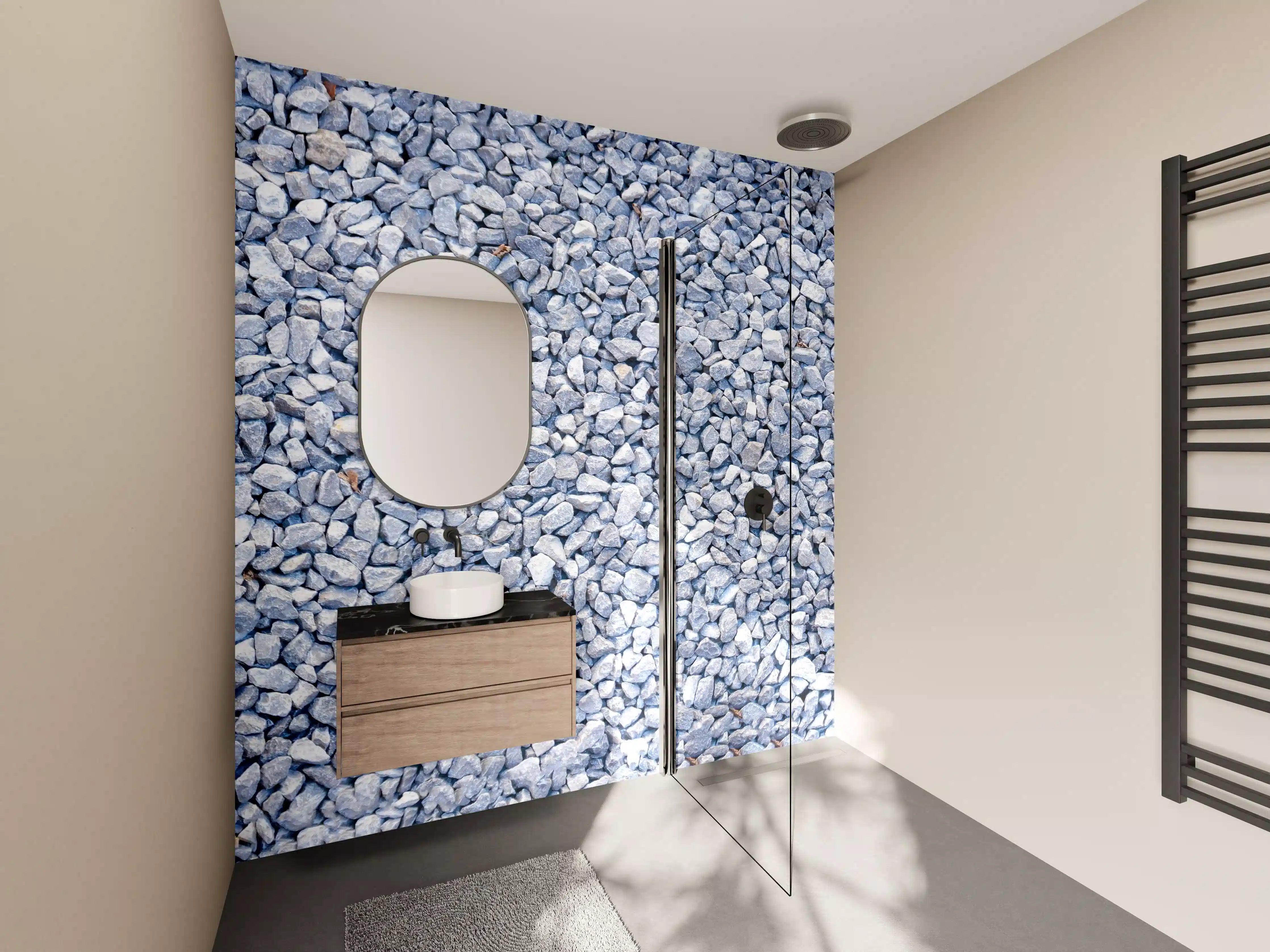 Wandverkleidung Bad - Gebrochene blaue Steinmauer