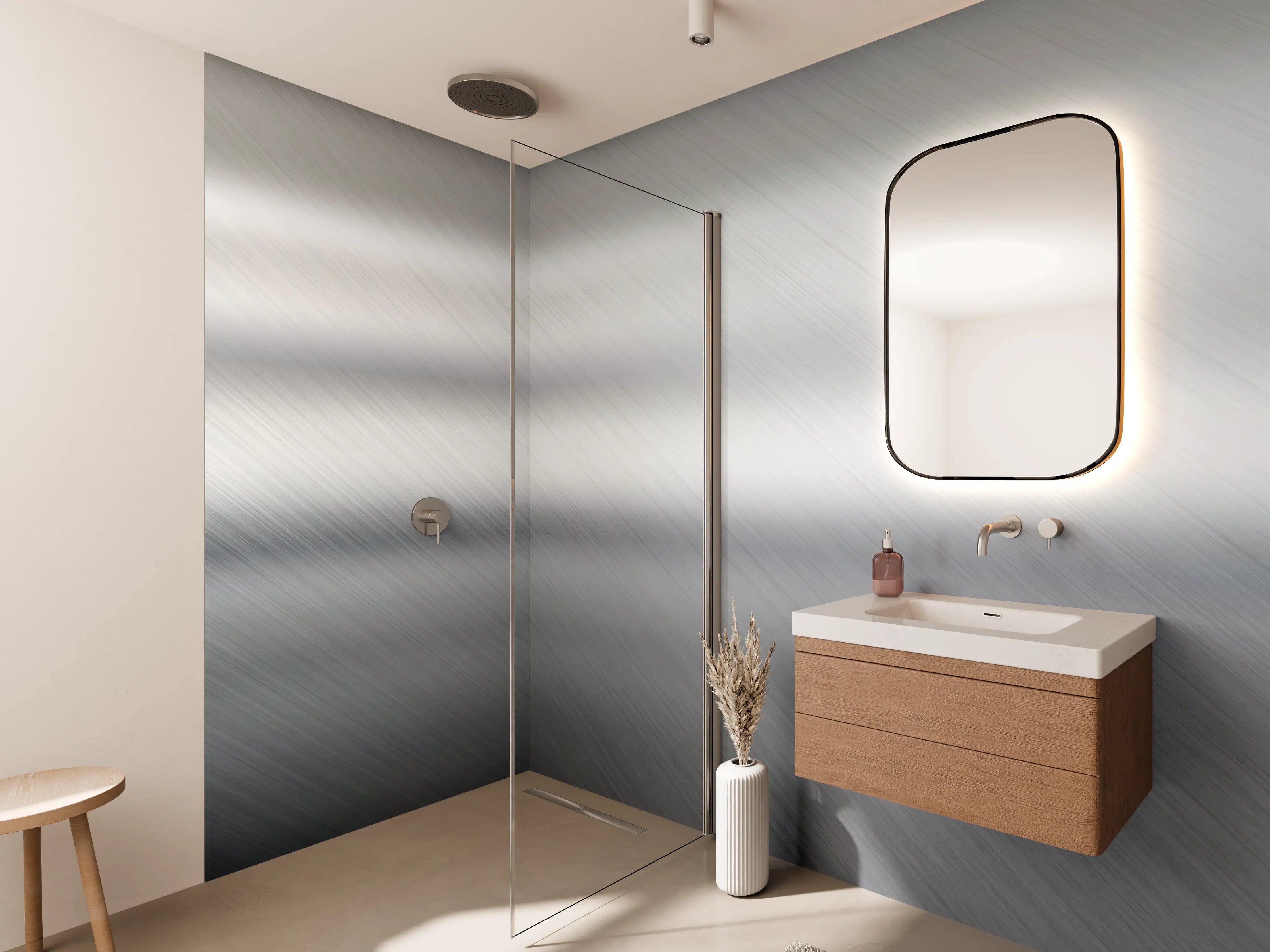 Wandverkleidung Bad - Gebürsteter Metall Hintergrund