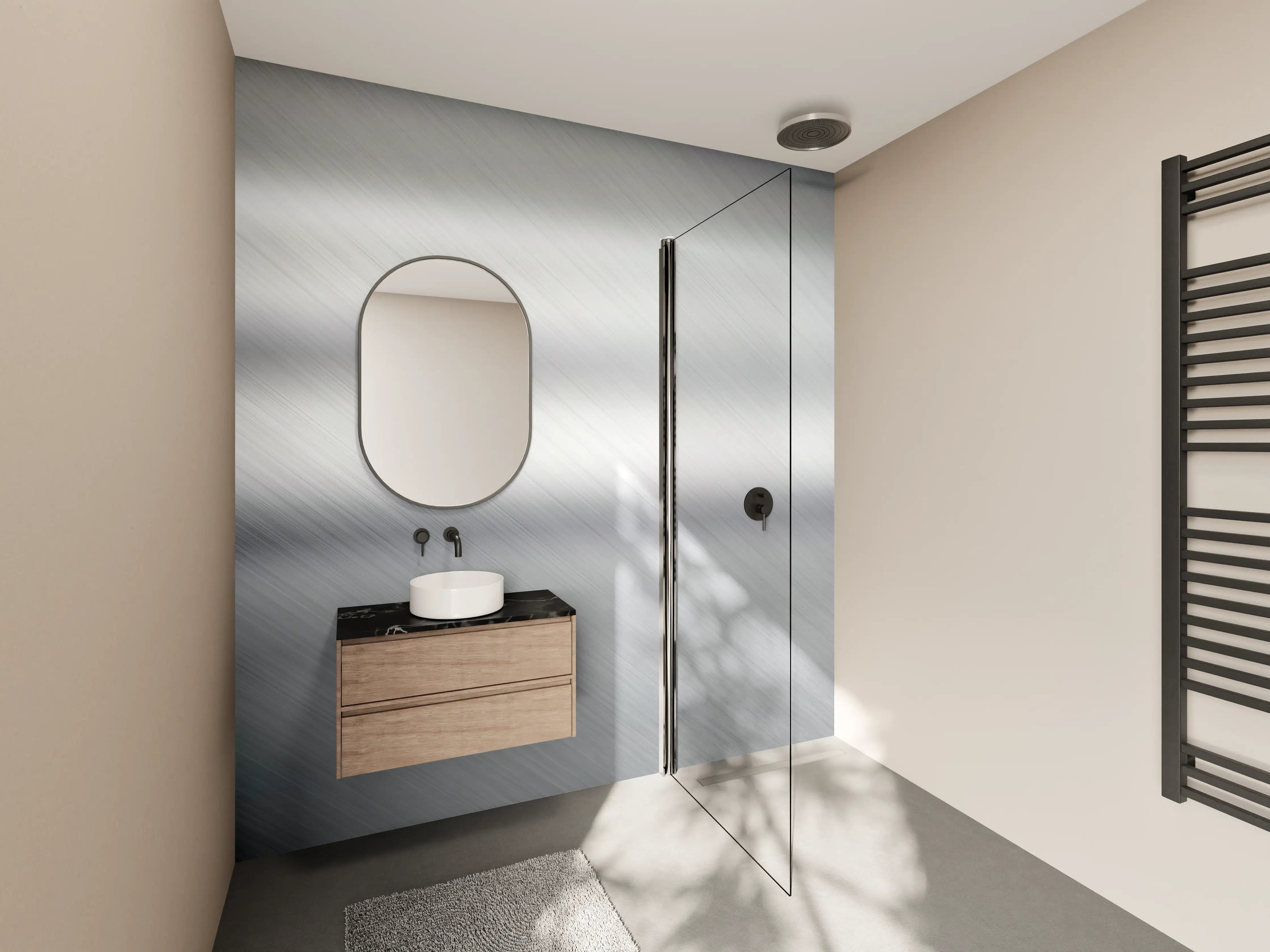 Wandverkleidung Bad - Gebürsteter Metall Hintergrund