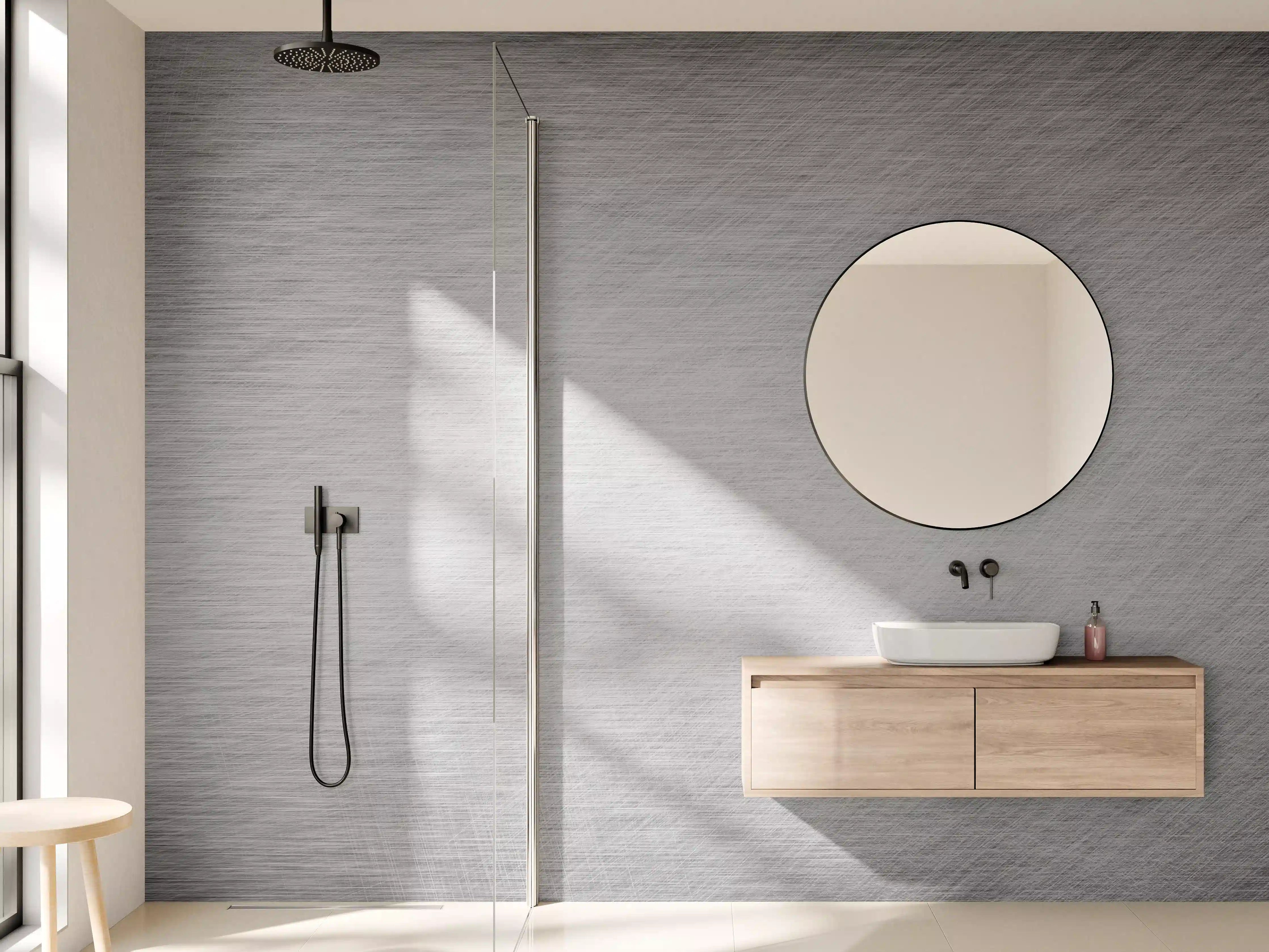 Wandverkleidung Bad - Gebürsteter Stahlblech Mix