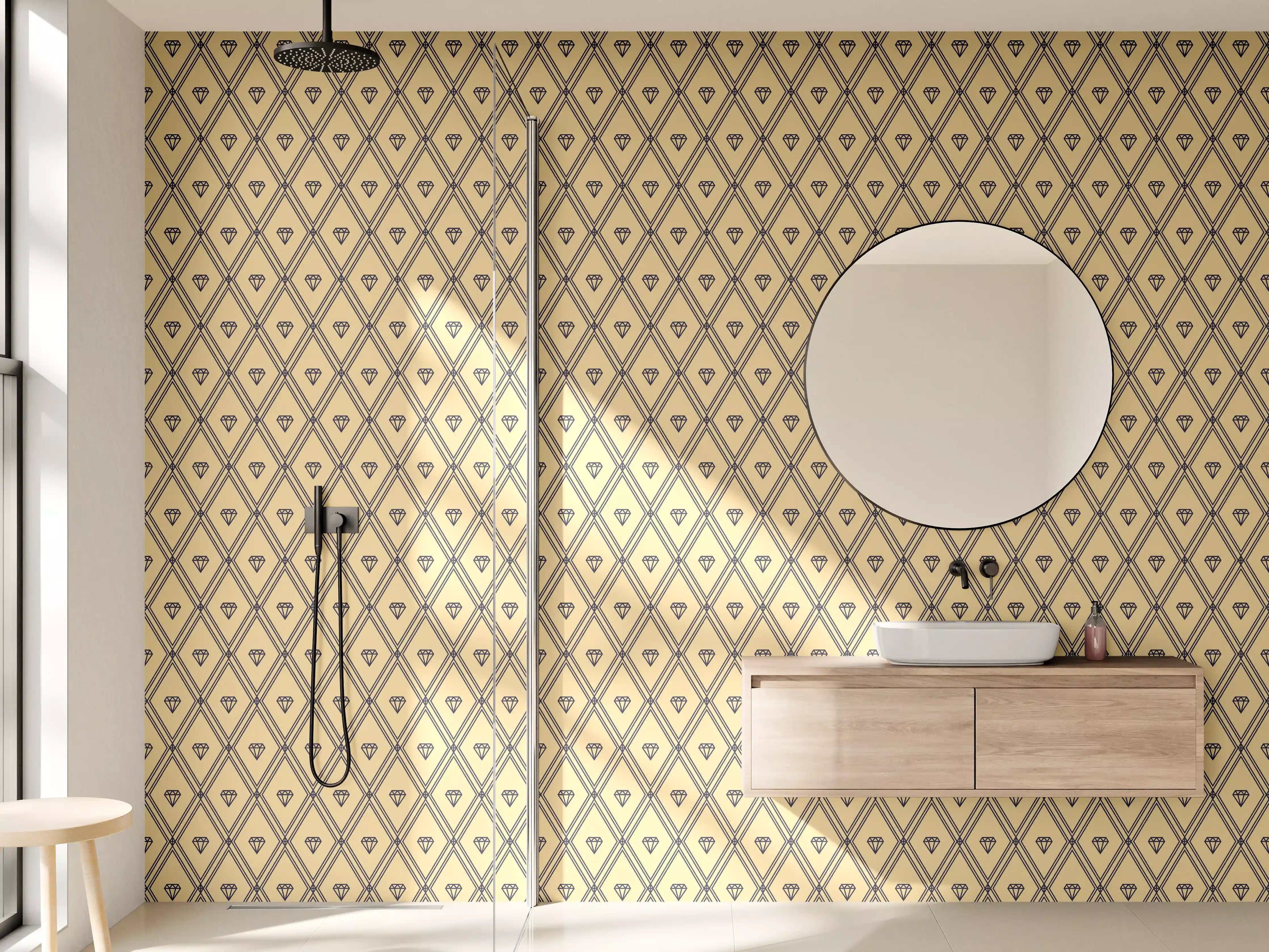 Wandverkleidung Bad - Geometrisch-Beiges Muster Design