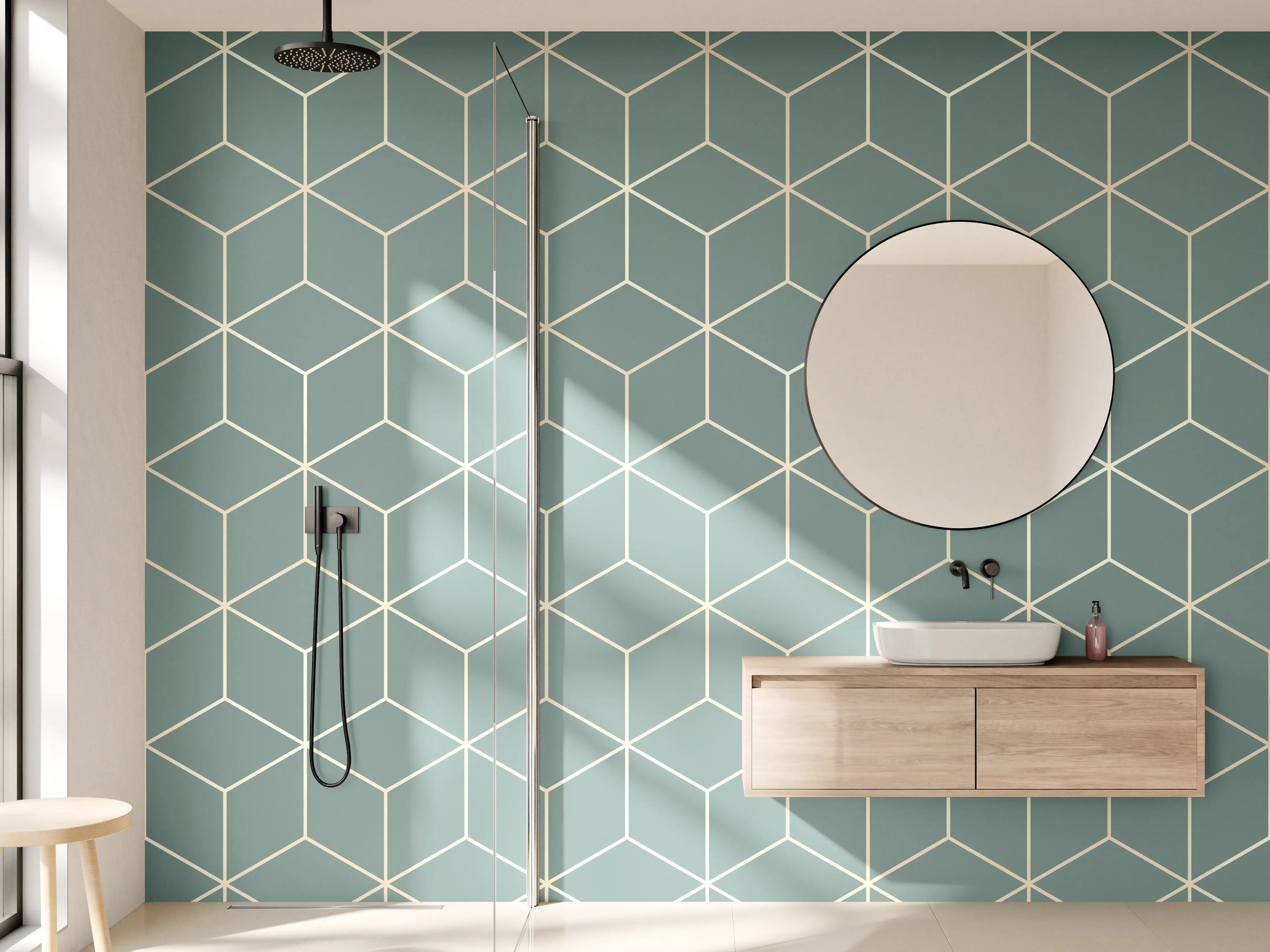 Wandverkleidung Bad - Geometrische Grau-Muster Tapete