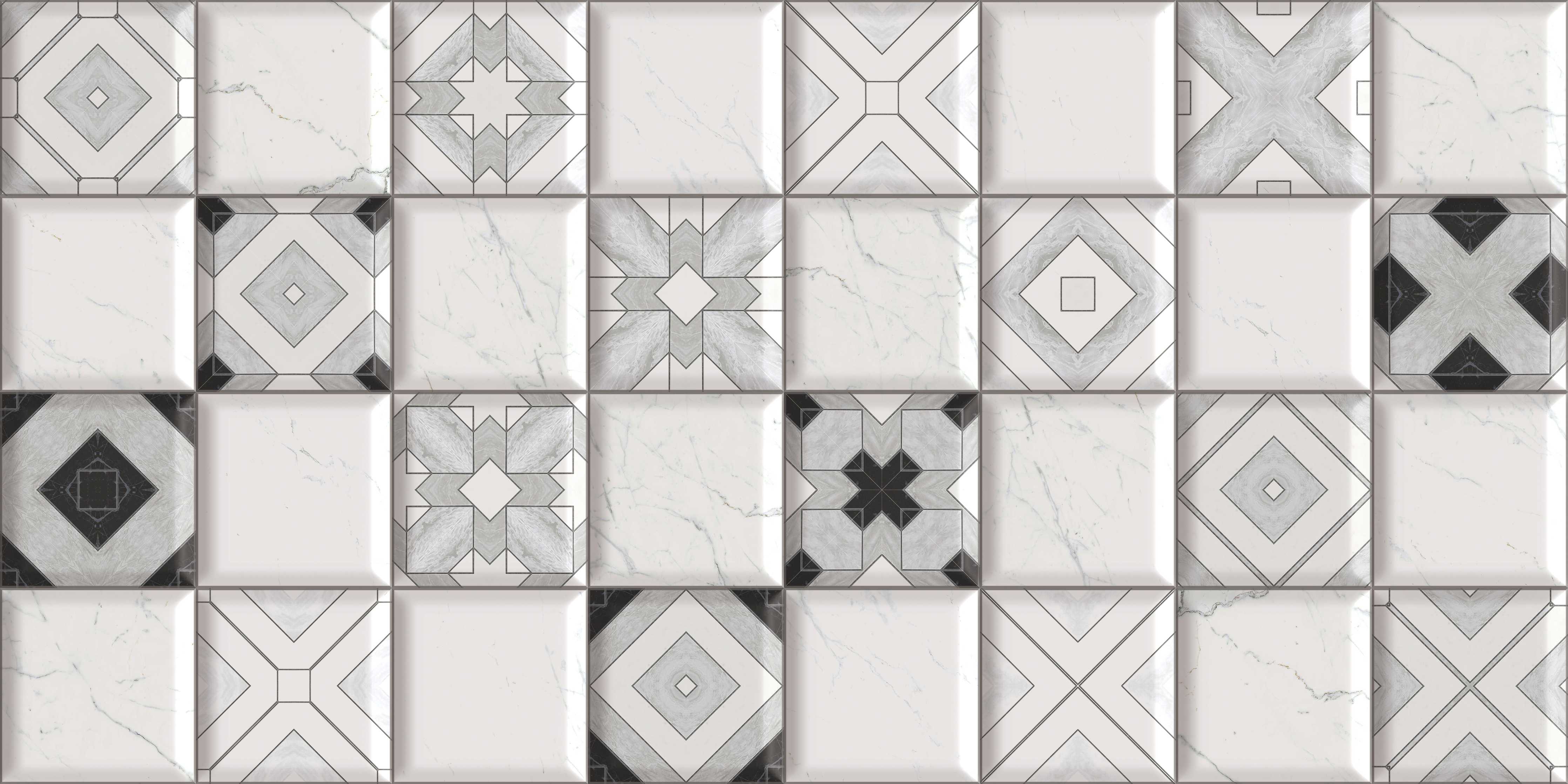 Wandverkleidung Bad-Geometrische Weiß-Grau Wandfliesen
