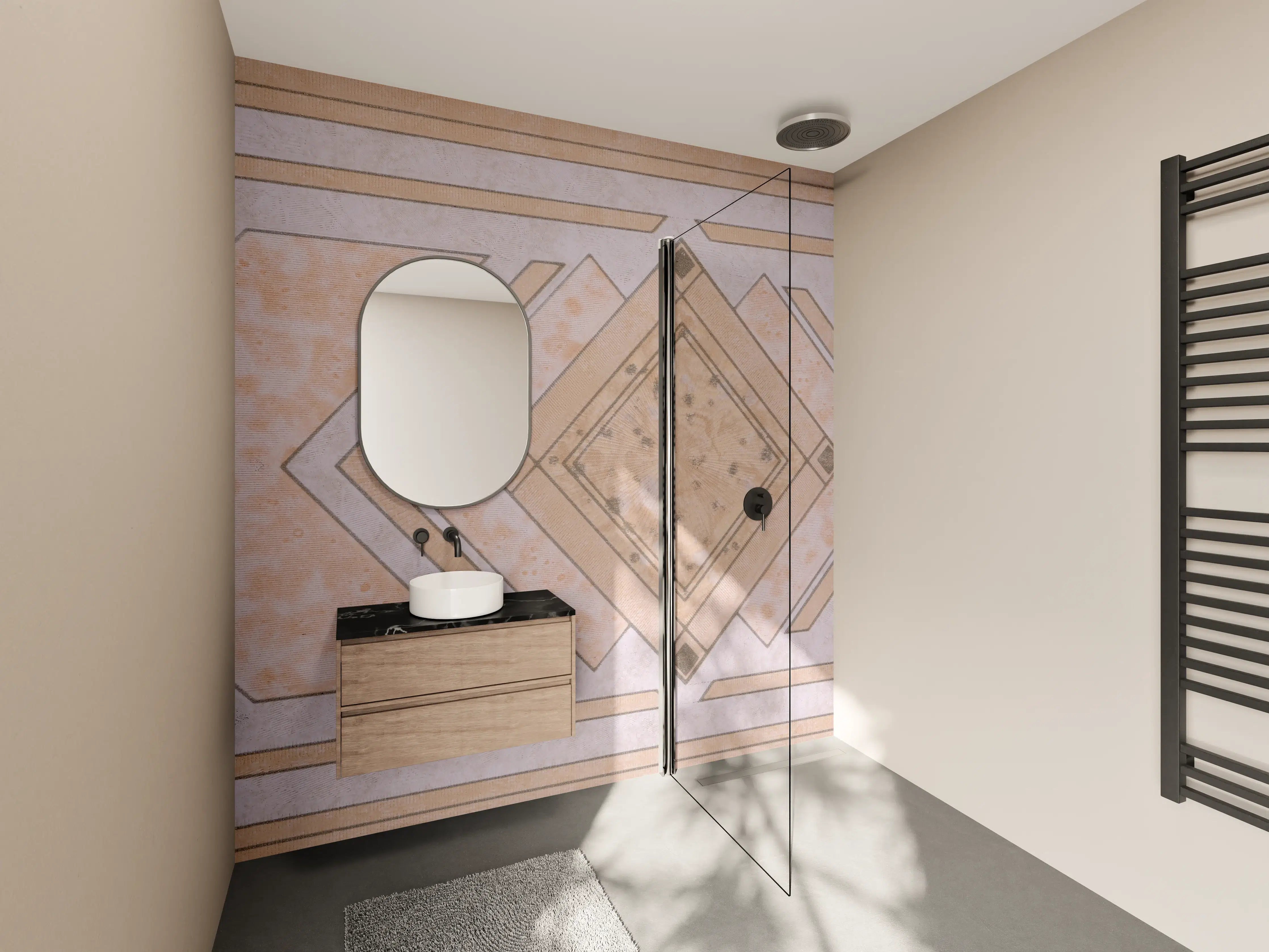 Wandverkleidung Bad - Geometrisches Kunstmuster - Modern