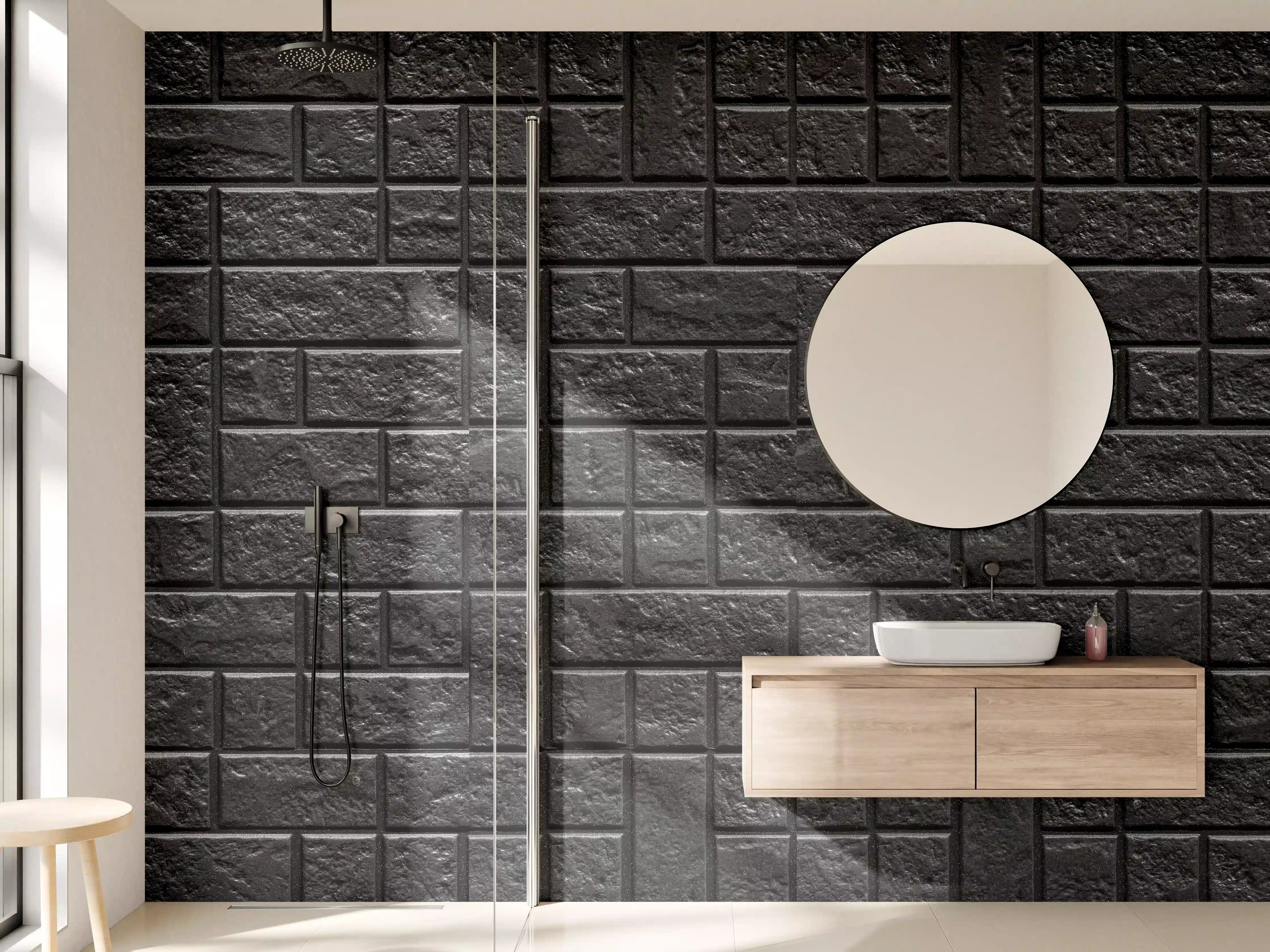 Wandverkleidung Bad - Geometrisches dunkles Wandfliesendesign