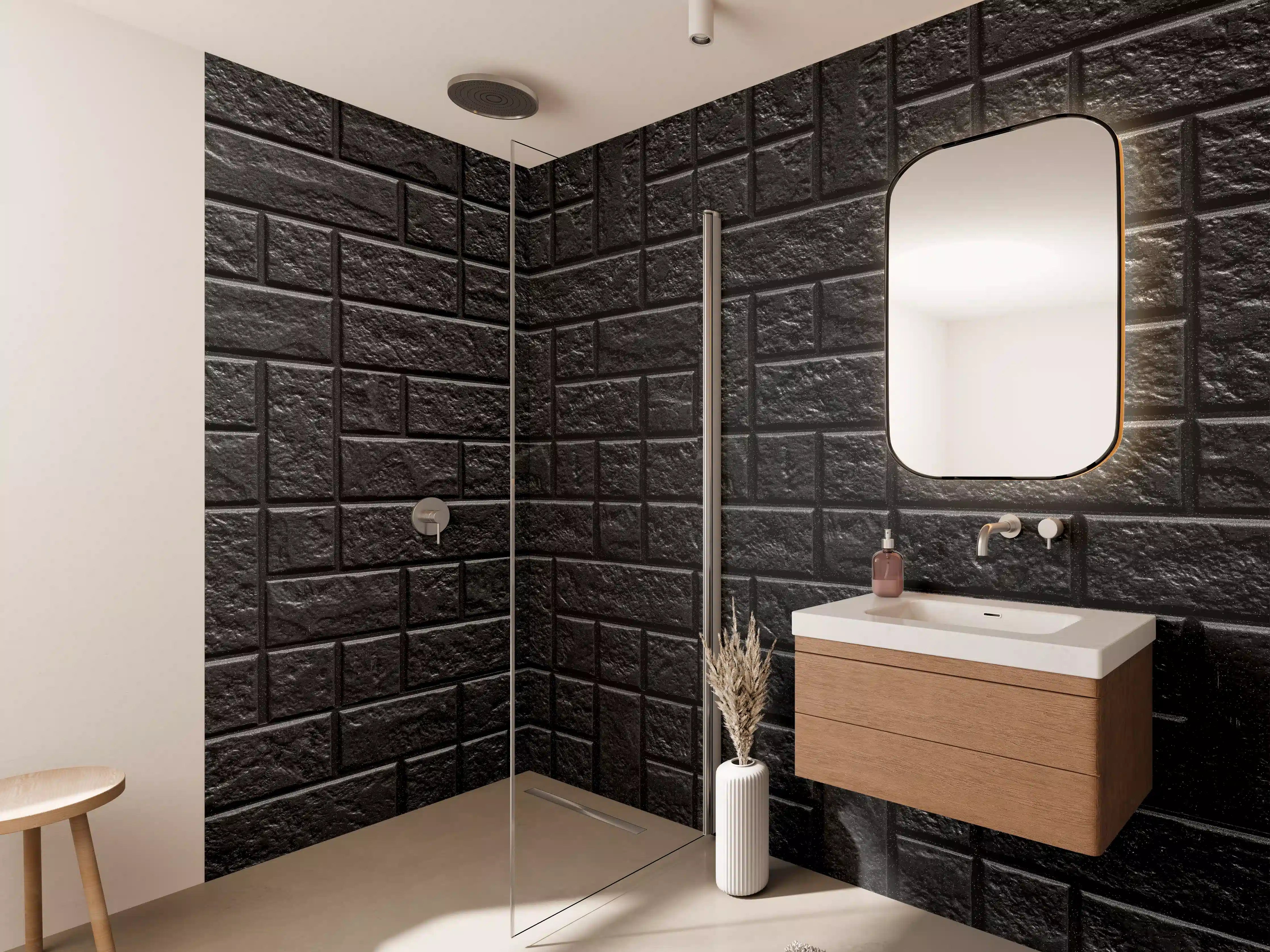 Wandverkleidung Bad - Geometrisches dunkles Wandfliesendesign