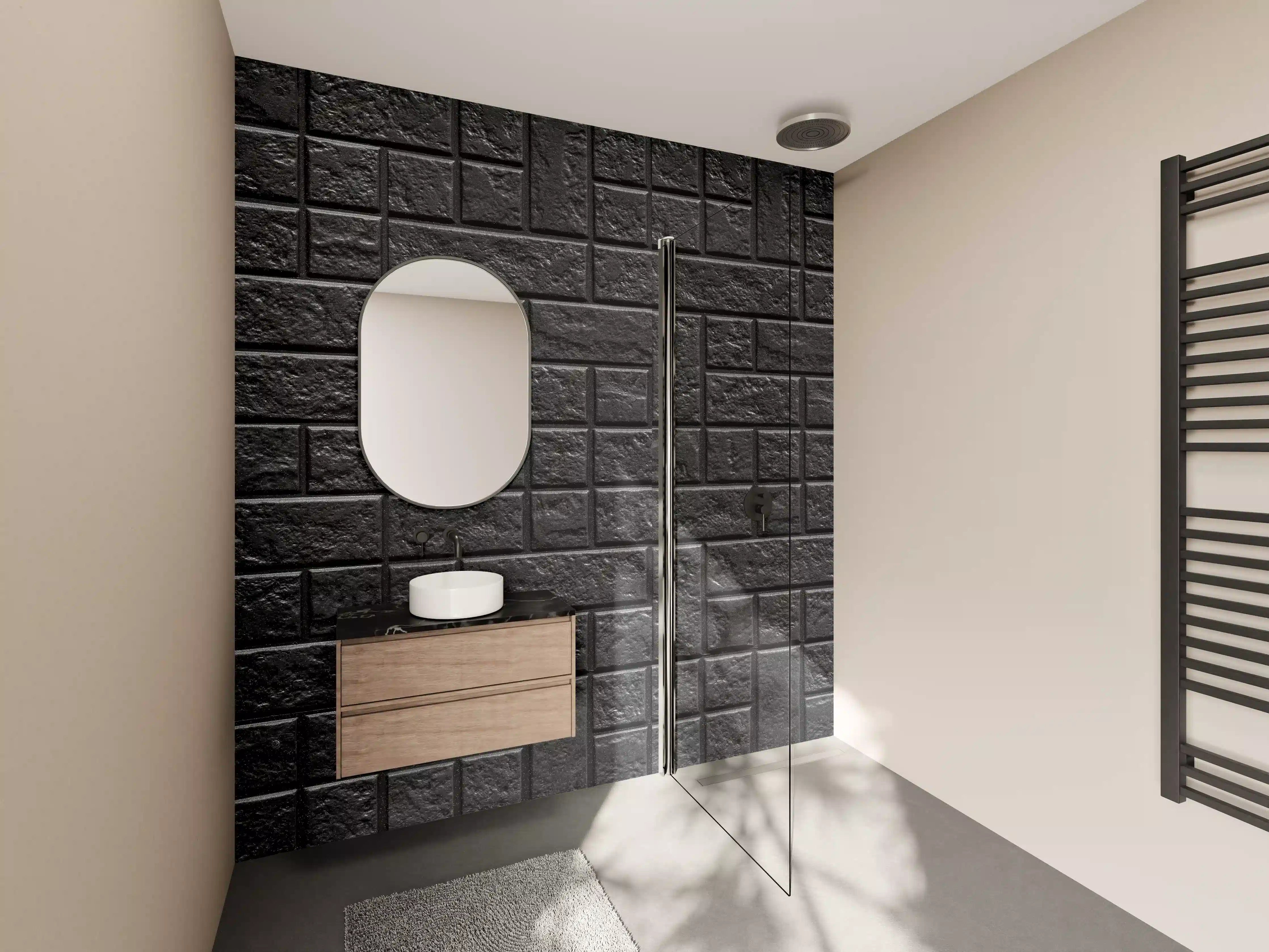 Wandverkleidung Bad - Geometrisches dunkles Wandfliesendesign