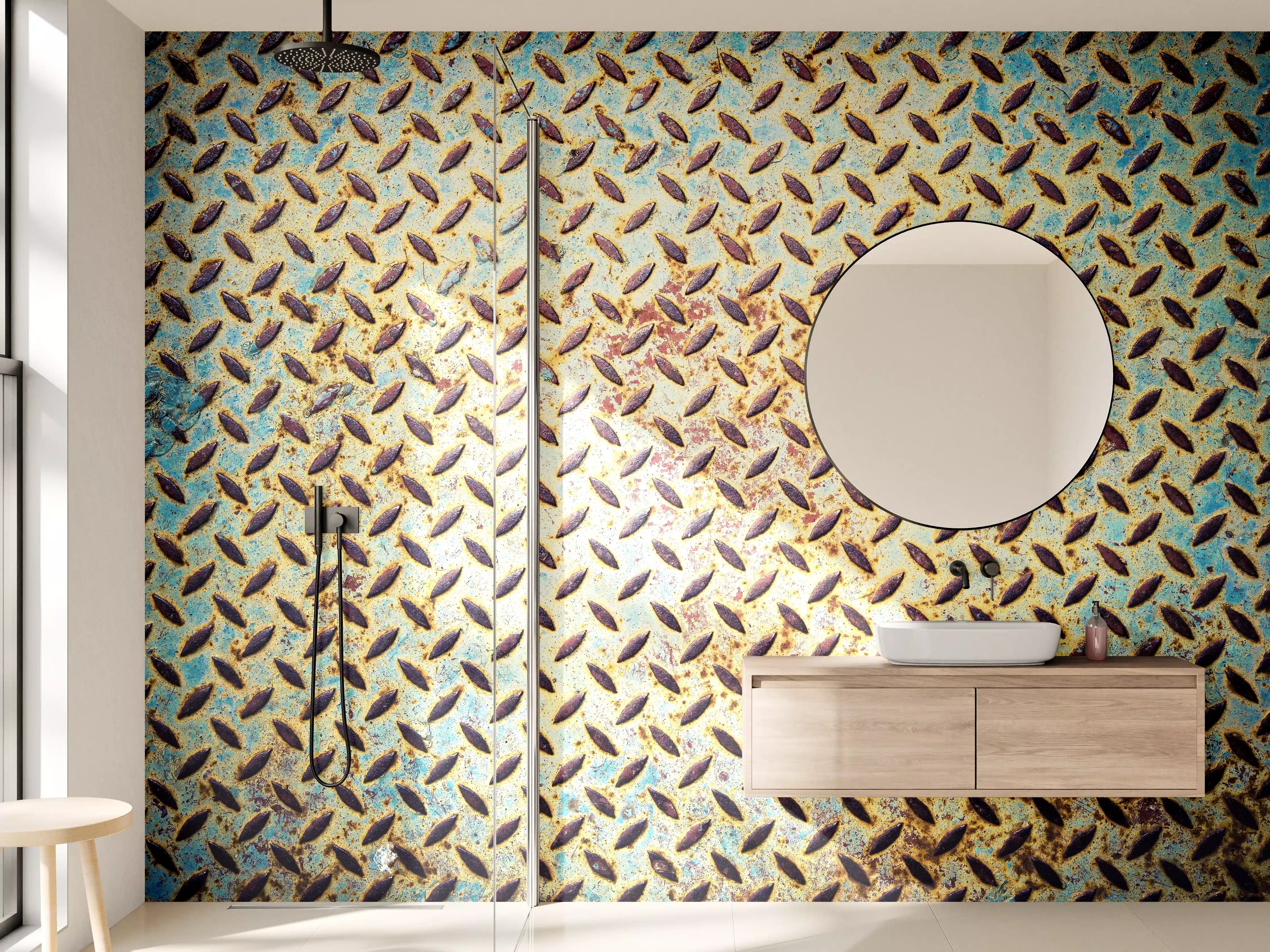 Wandverkleidung Bad - Gepflegte Metalloberfläche mit Rostoptik