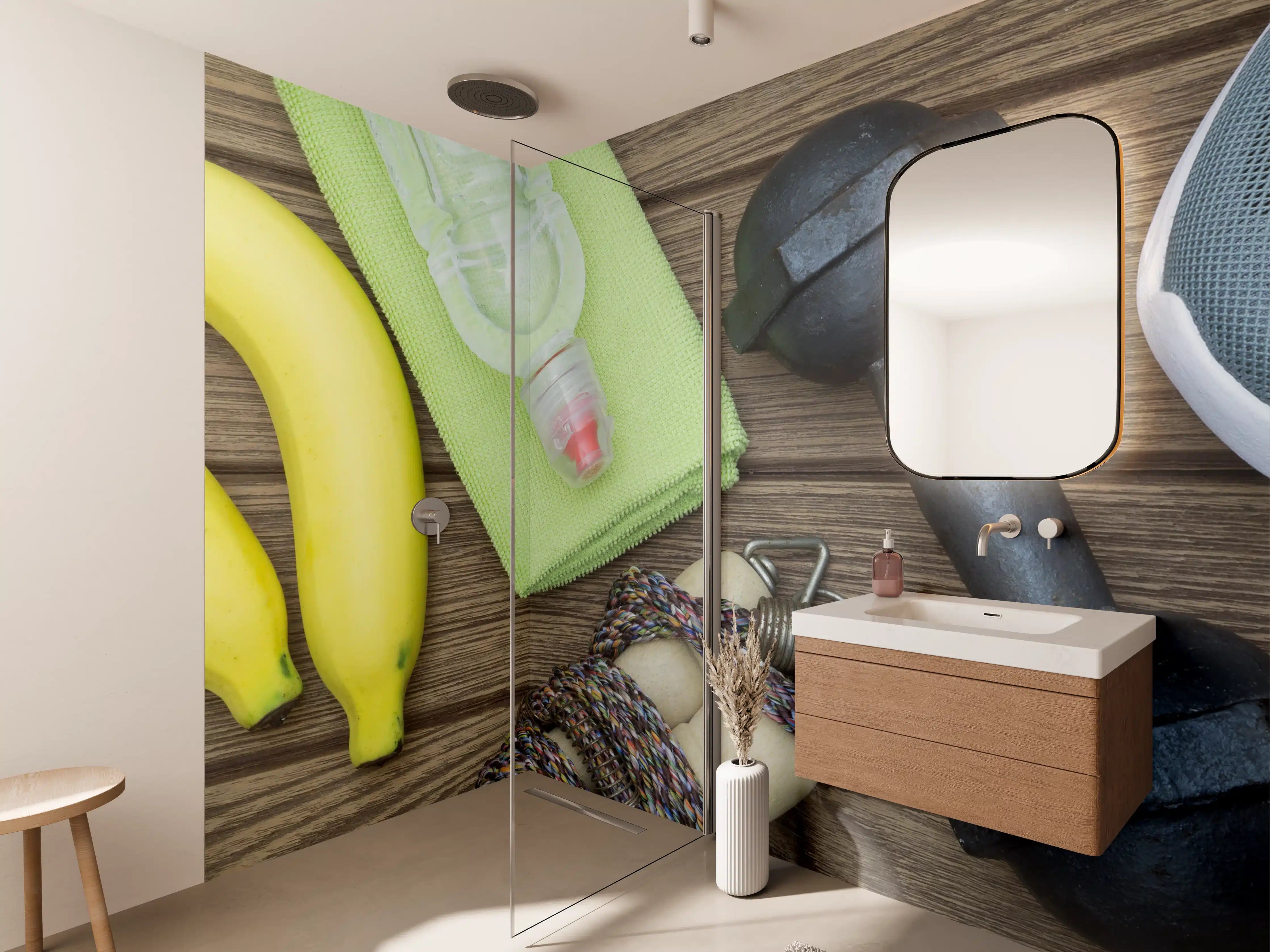 Wandverkleidung Bad - Gesundheits- und Fitness-Accessoires in Grau