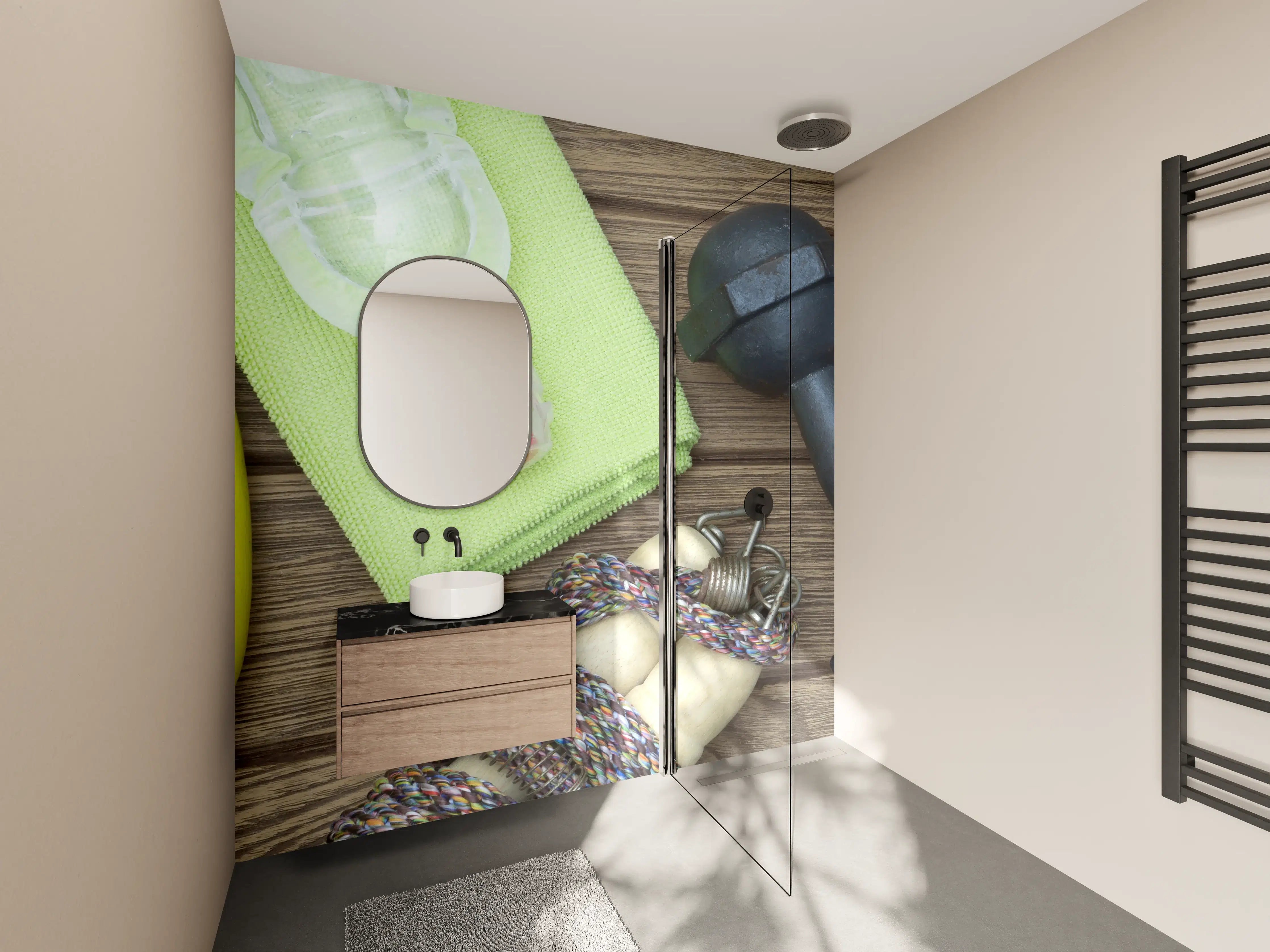 Wandverkleidung Bad - Gesundheits- und Fitness-Accessoires in Grau