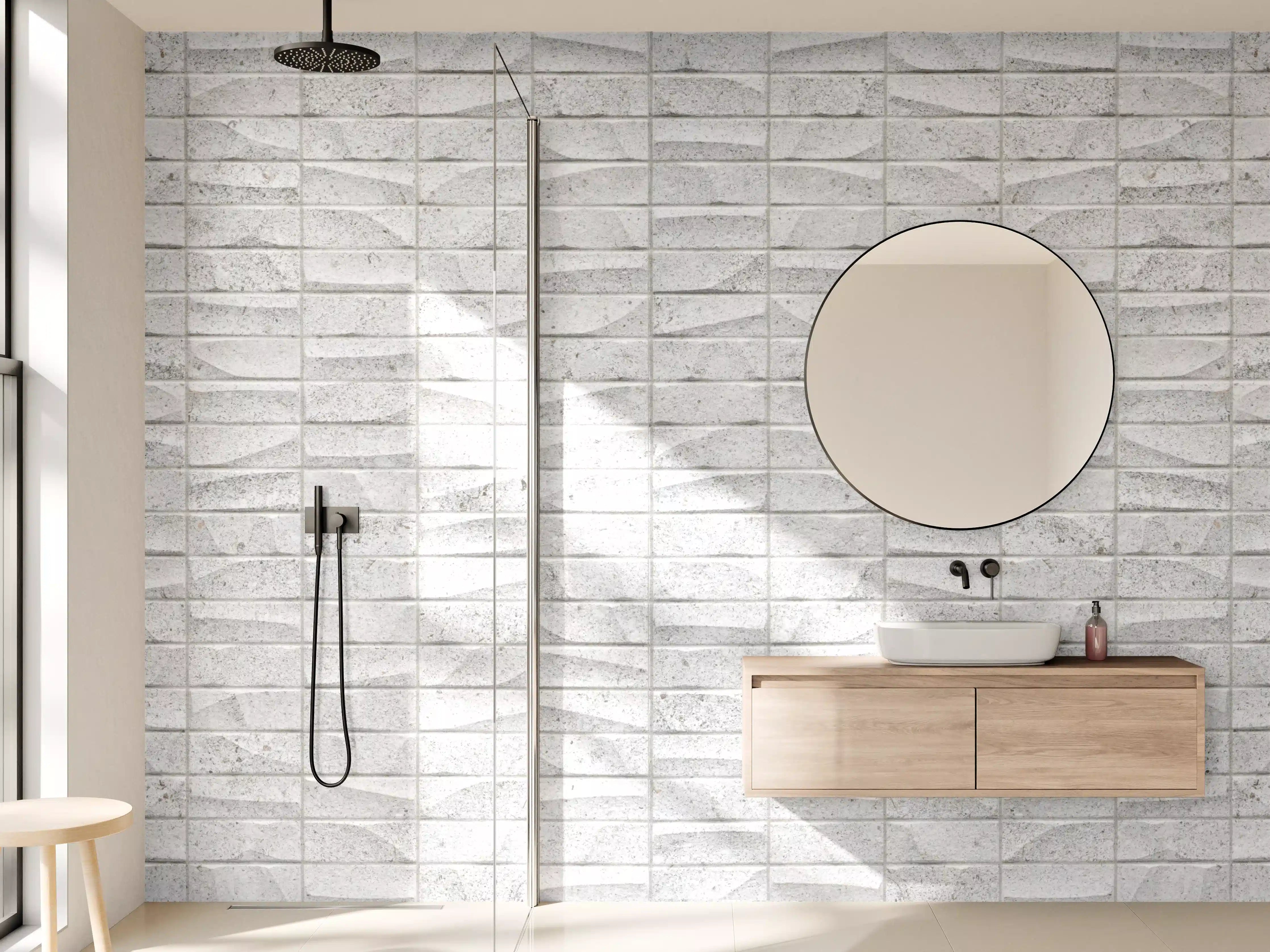 Wandverkleidung Bad - Gewelltes Stein Betonwand