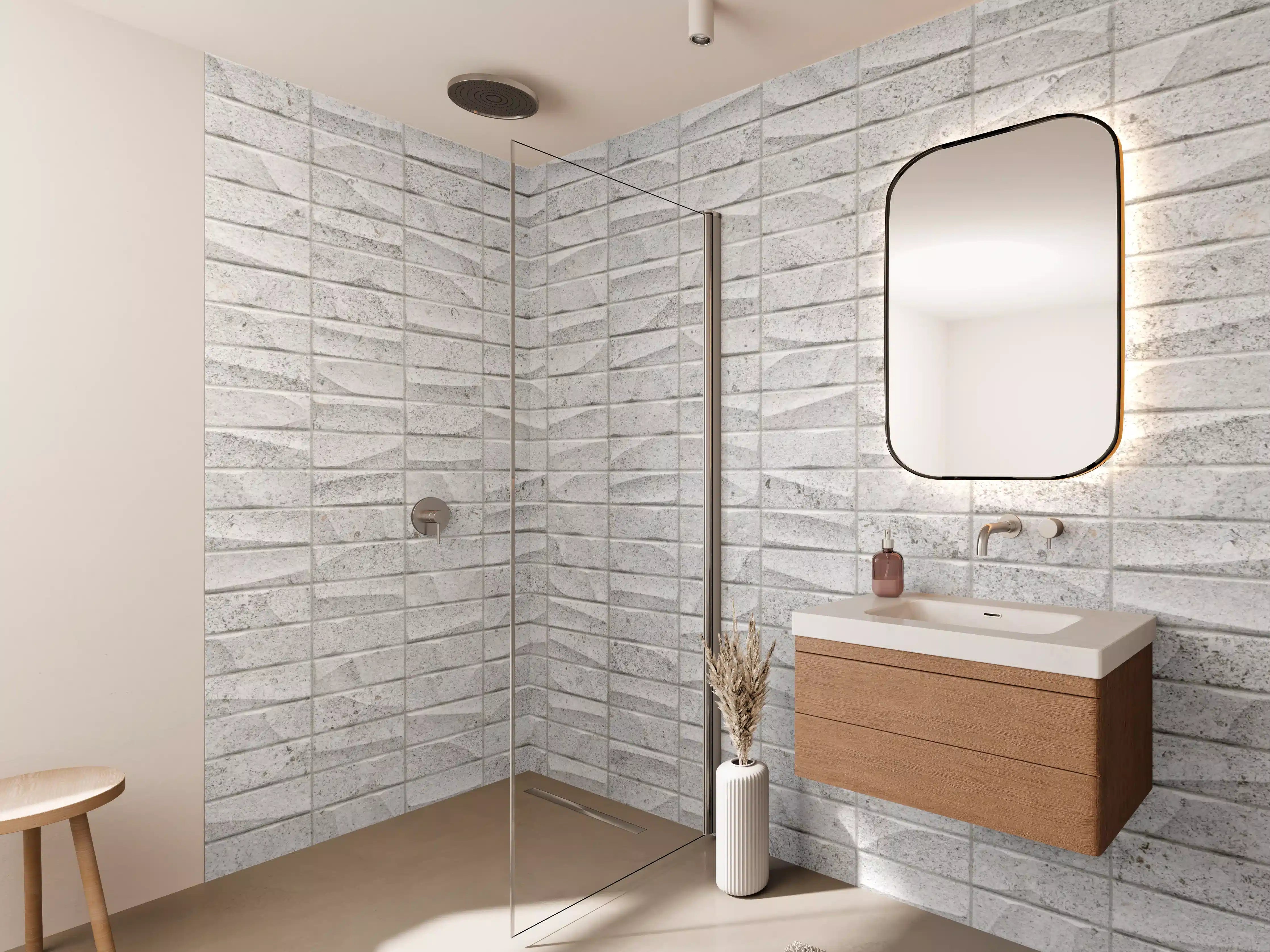 Wandverkleidung Bad - Gewelltes Stein Betonwand