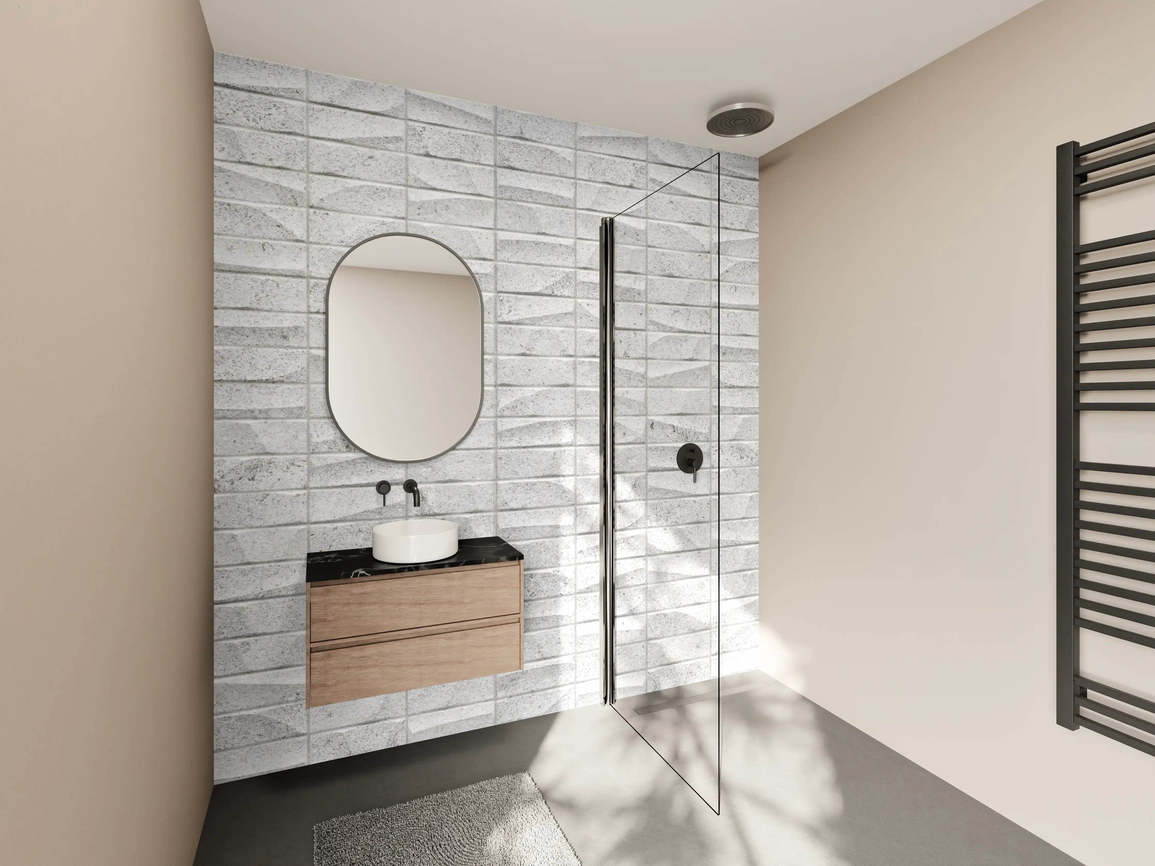 Wandverkleidung Bad - Gewelltes Stein Betonwand