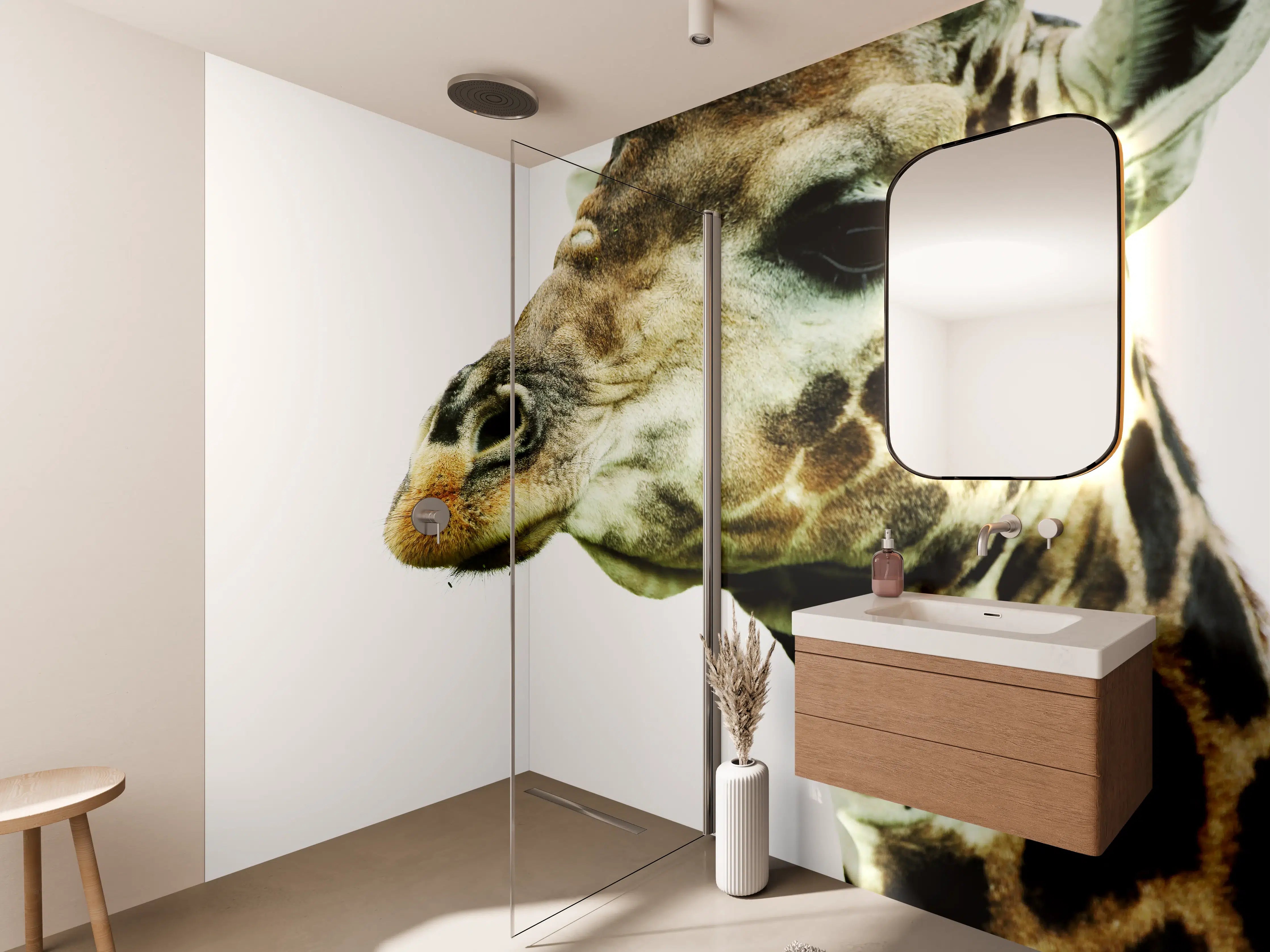 Wandverkleidung Bad - Giraffe - Nahaufnahme
