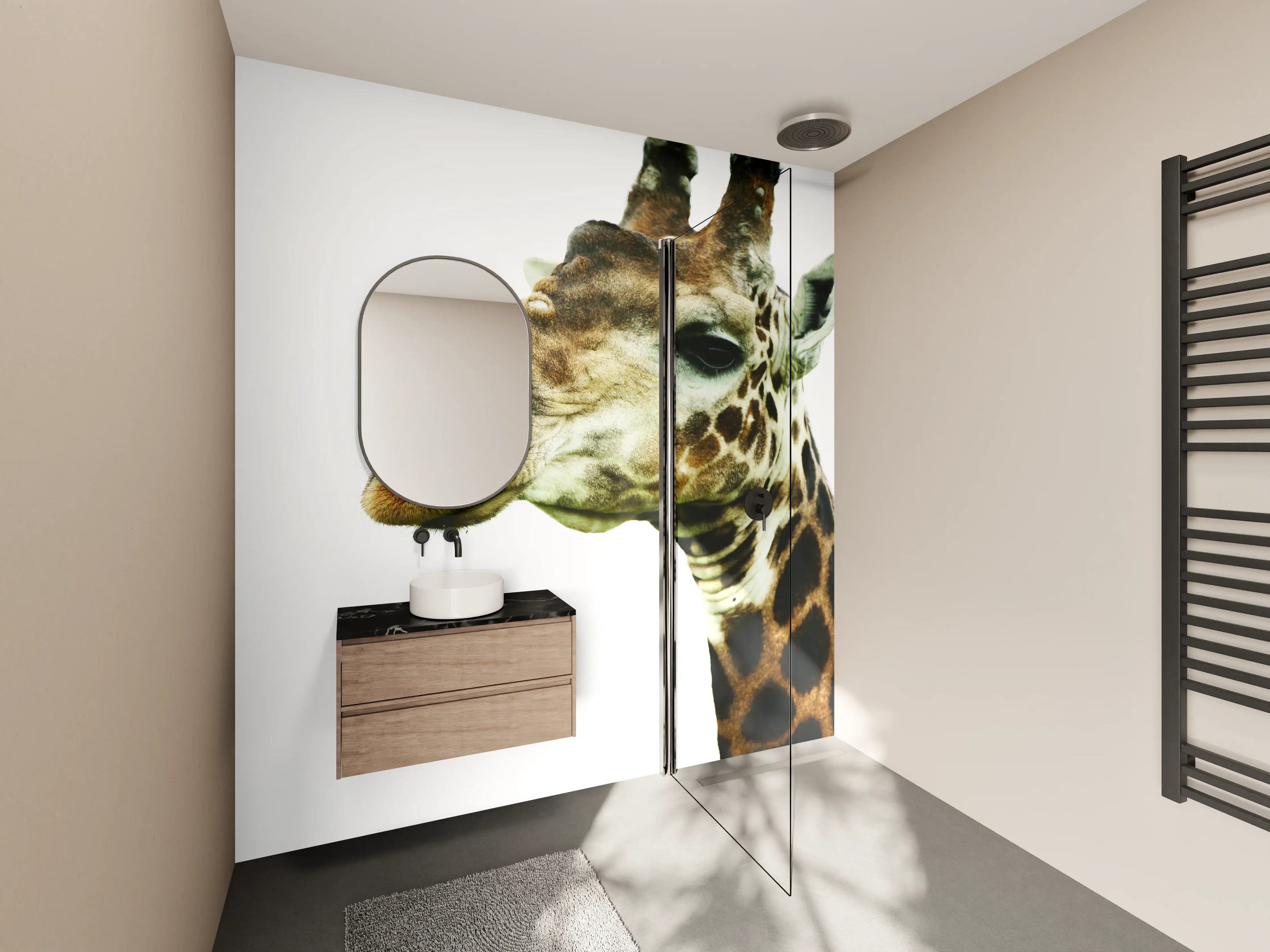 Wandverkleidung Bad - Giraffe - Nahaufnahme