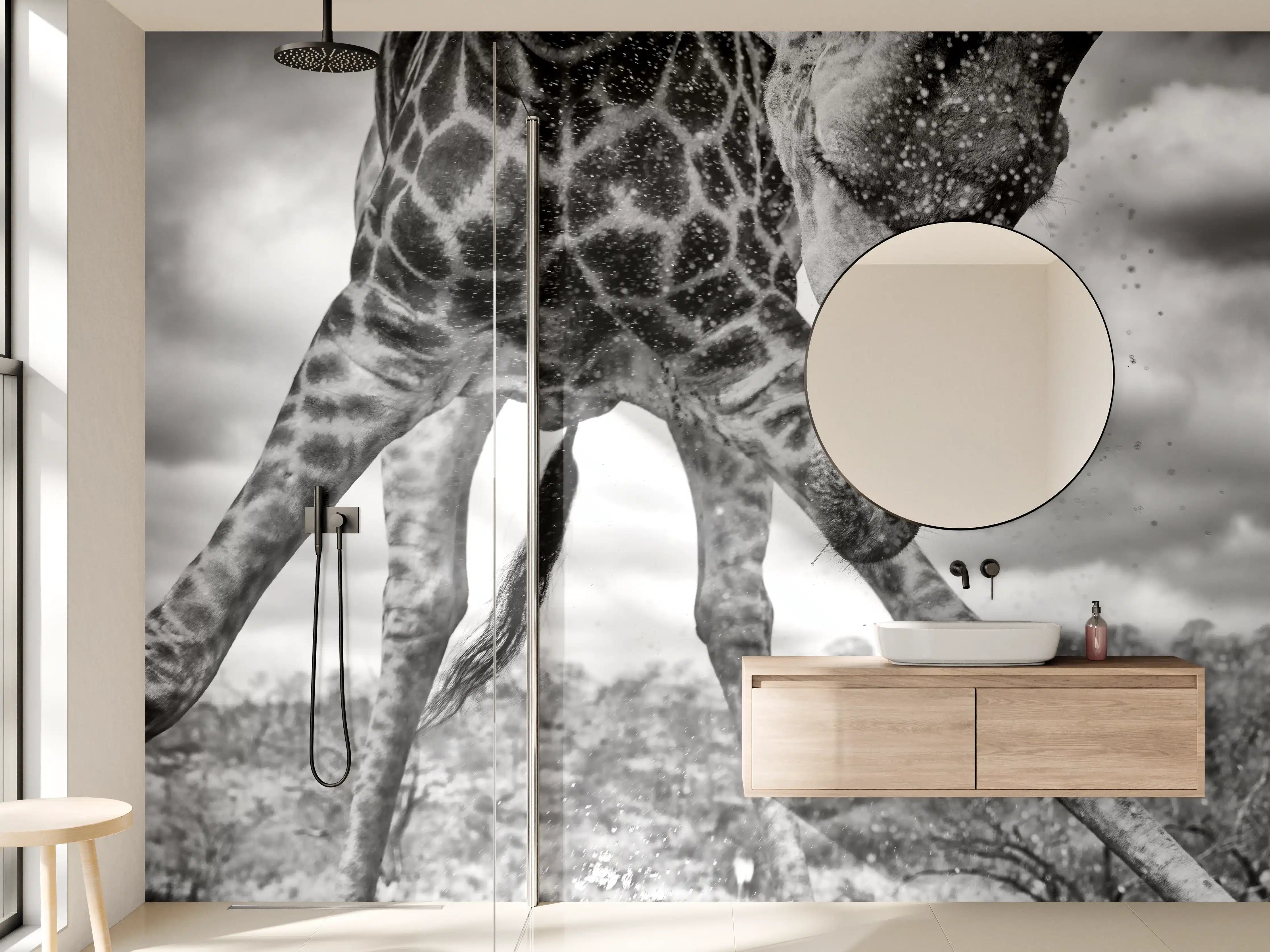 Wandverkleidung Bad - Giraffe Schwarz-Weiß Splish