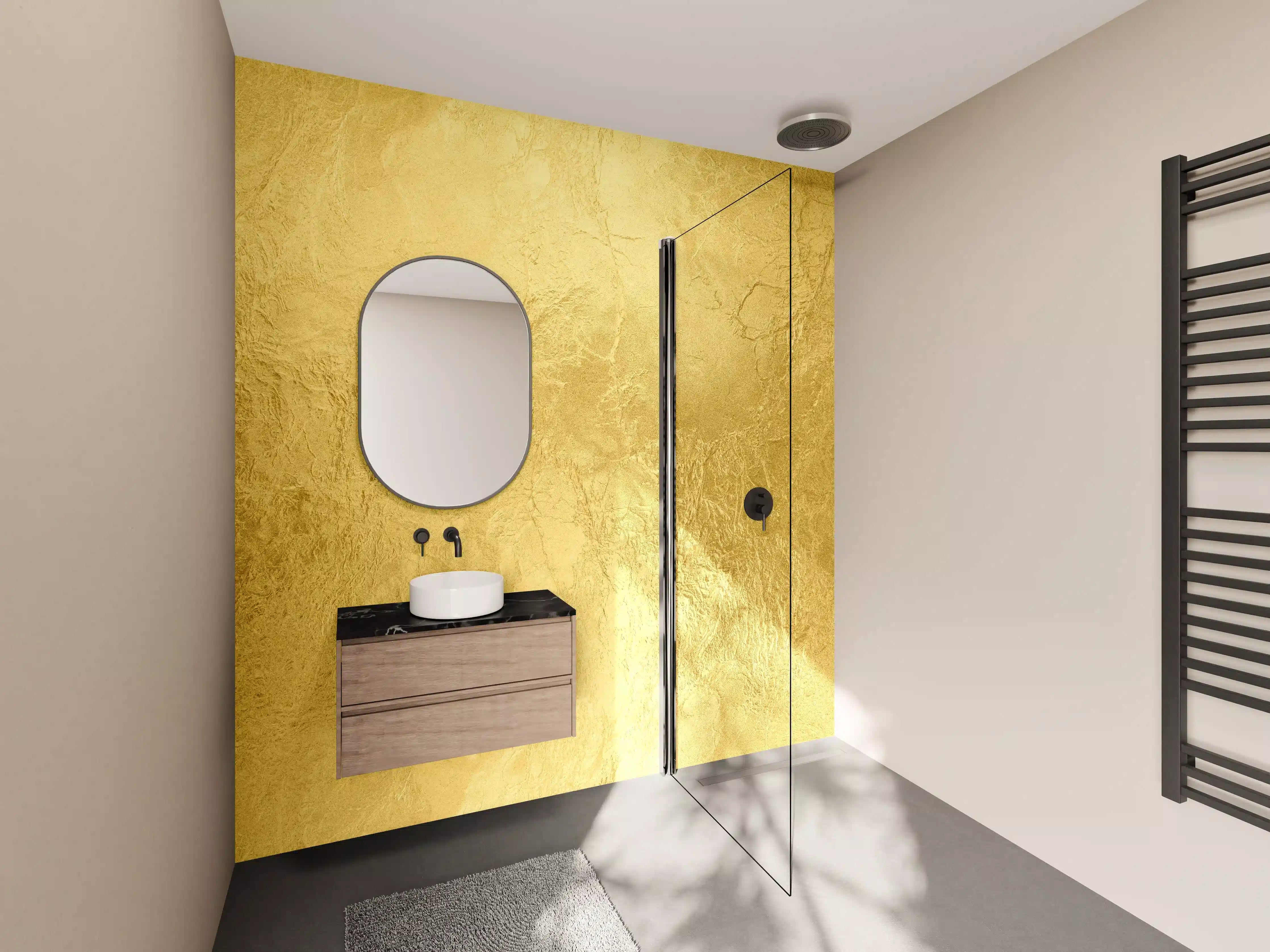 Wandverkleidung Bad - Glänzende Blattgold Textur