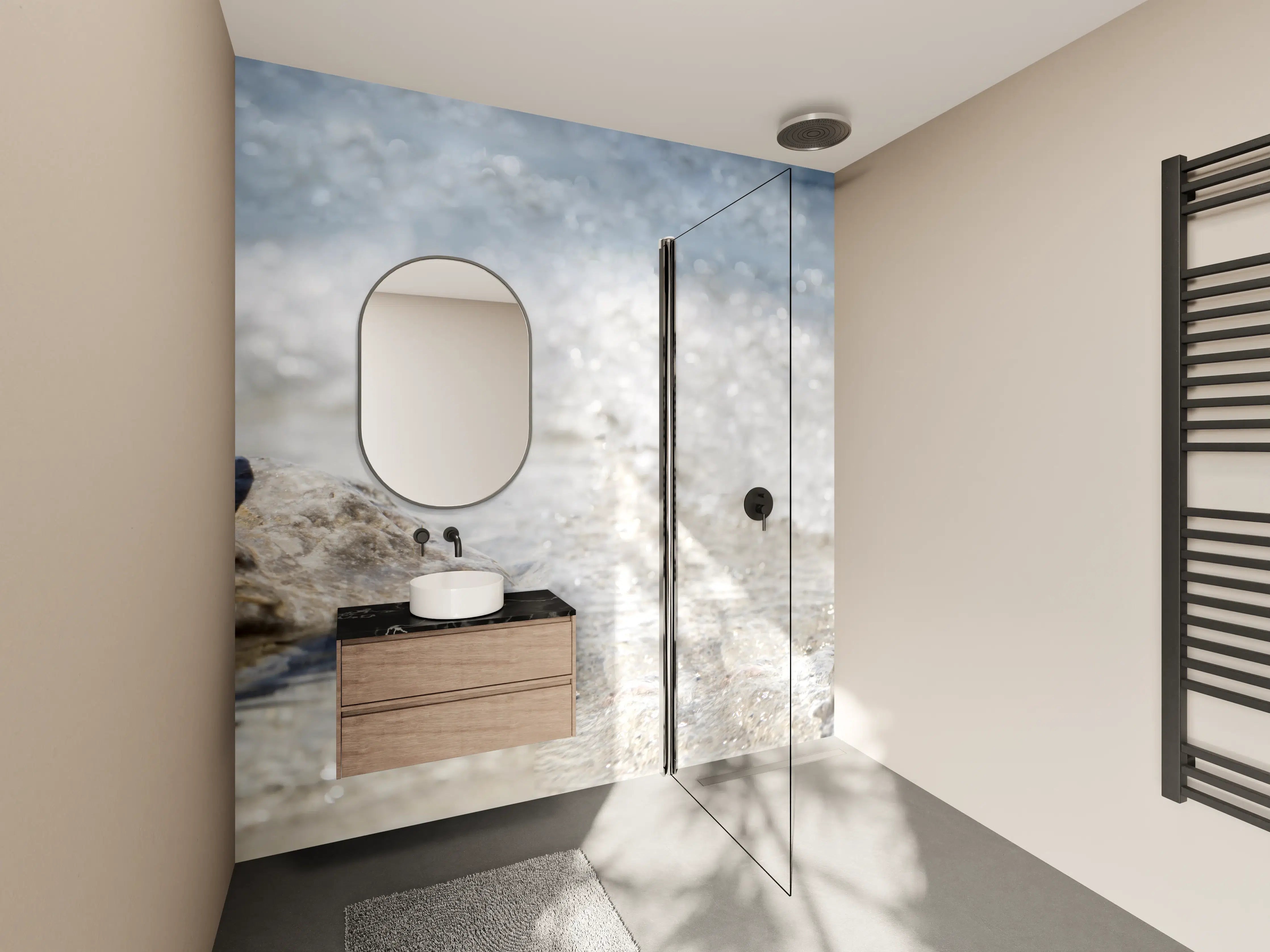 Wandverkleidung Bad - Glaskugel am Strand