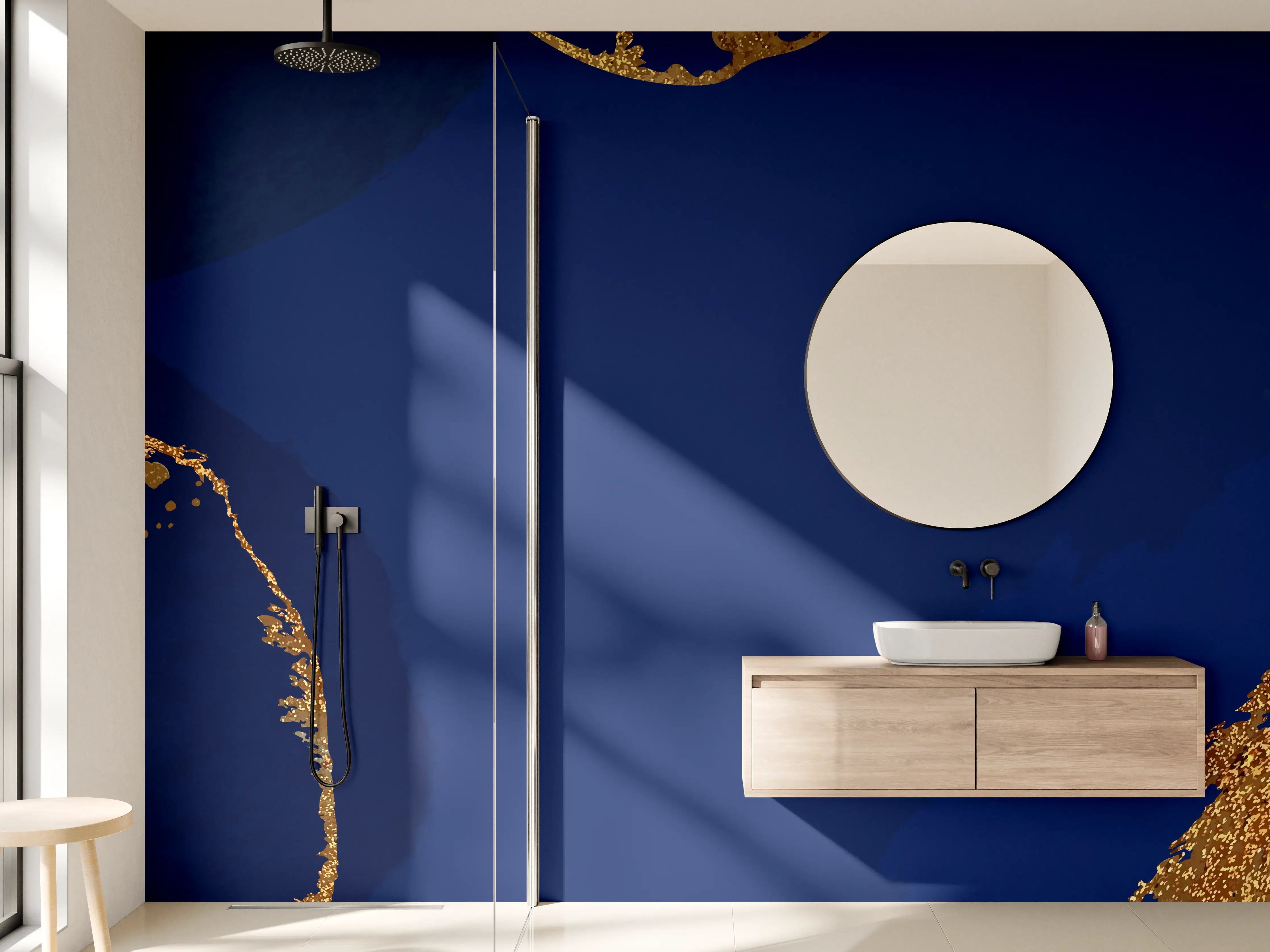 Wandverkleidung Bad - Gold-Blauer Abstrakter Entwurf